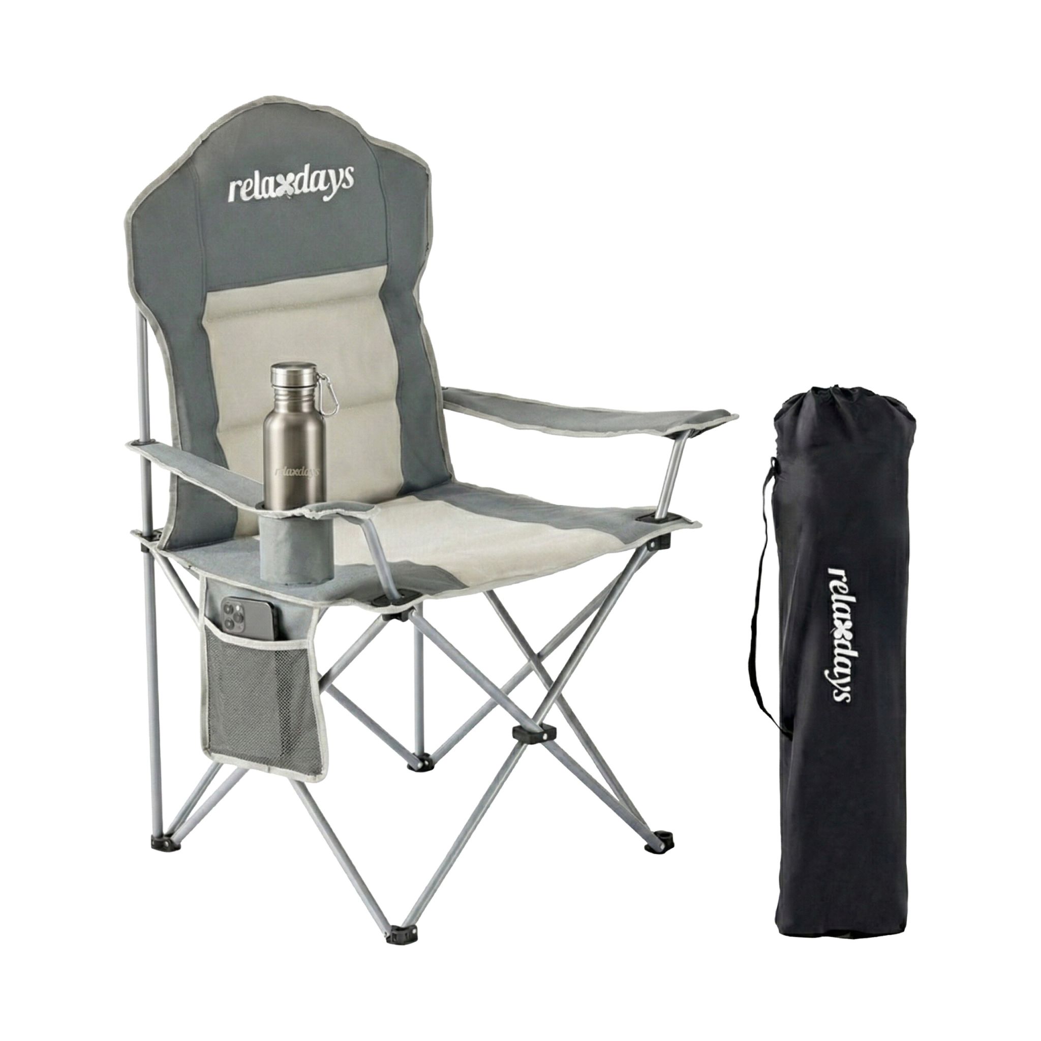 Faltbarer Camping Stuhl Beige-Silber-Grau