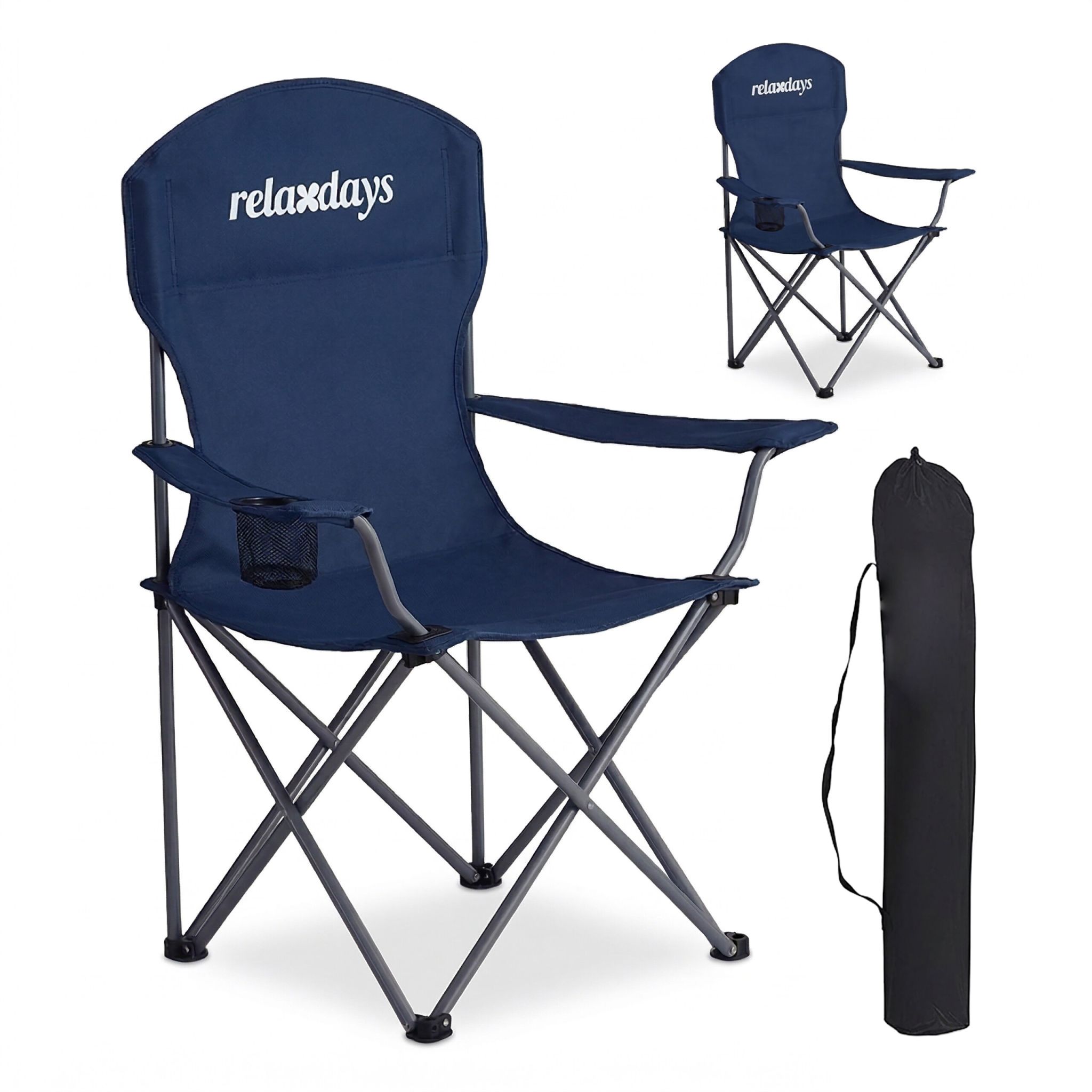 Faltbarer Camping Stuhl 2er-Set Dunkelblau-Silber