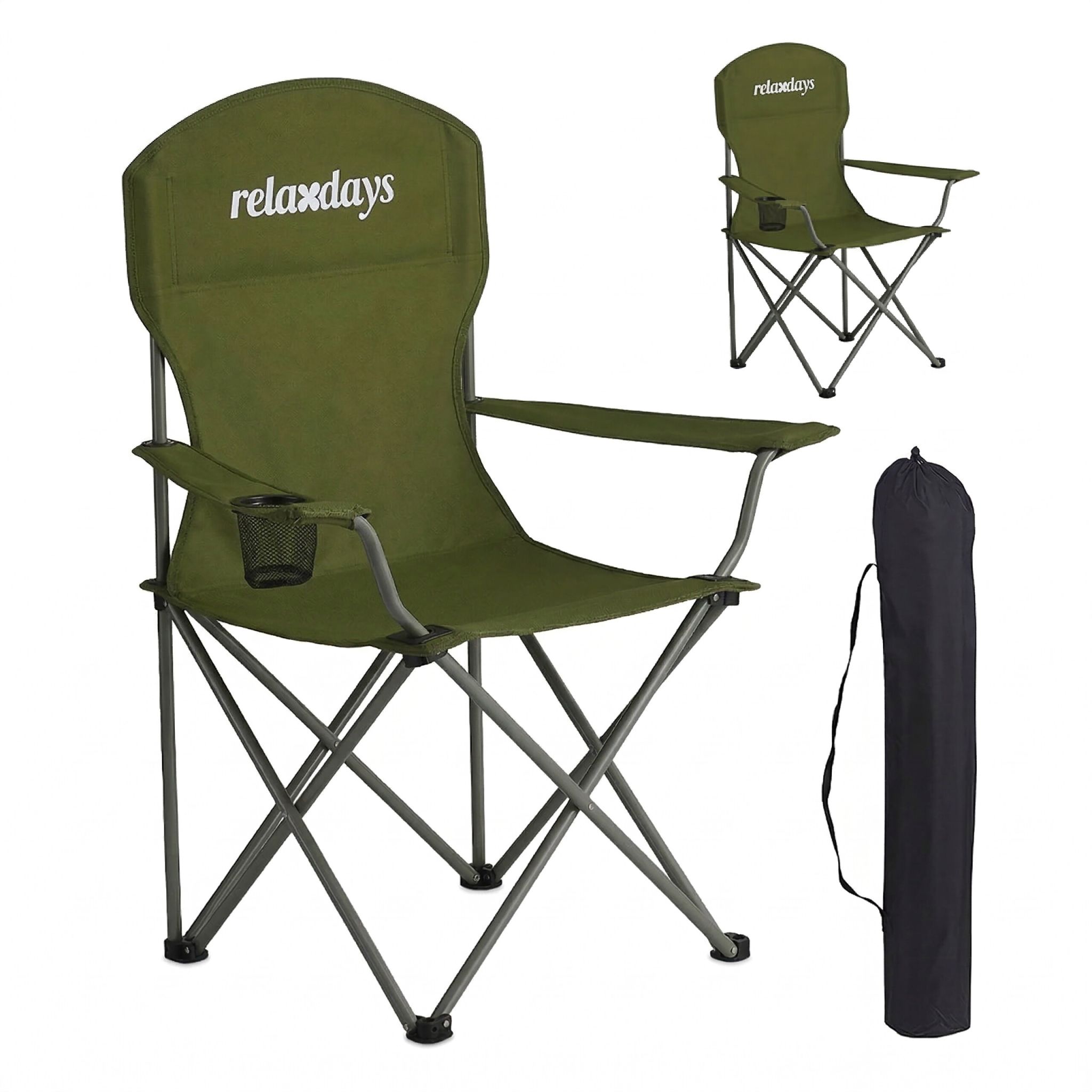 Faltbarer Camping Stuhl 2er-Set Dunkelgrün-Silber