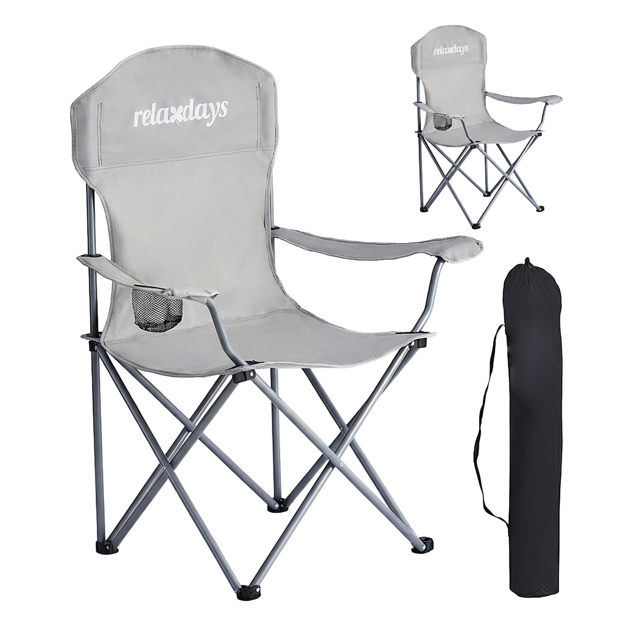 Faltbarer Camping Stuhl 2er-Set Silber-Grau