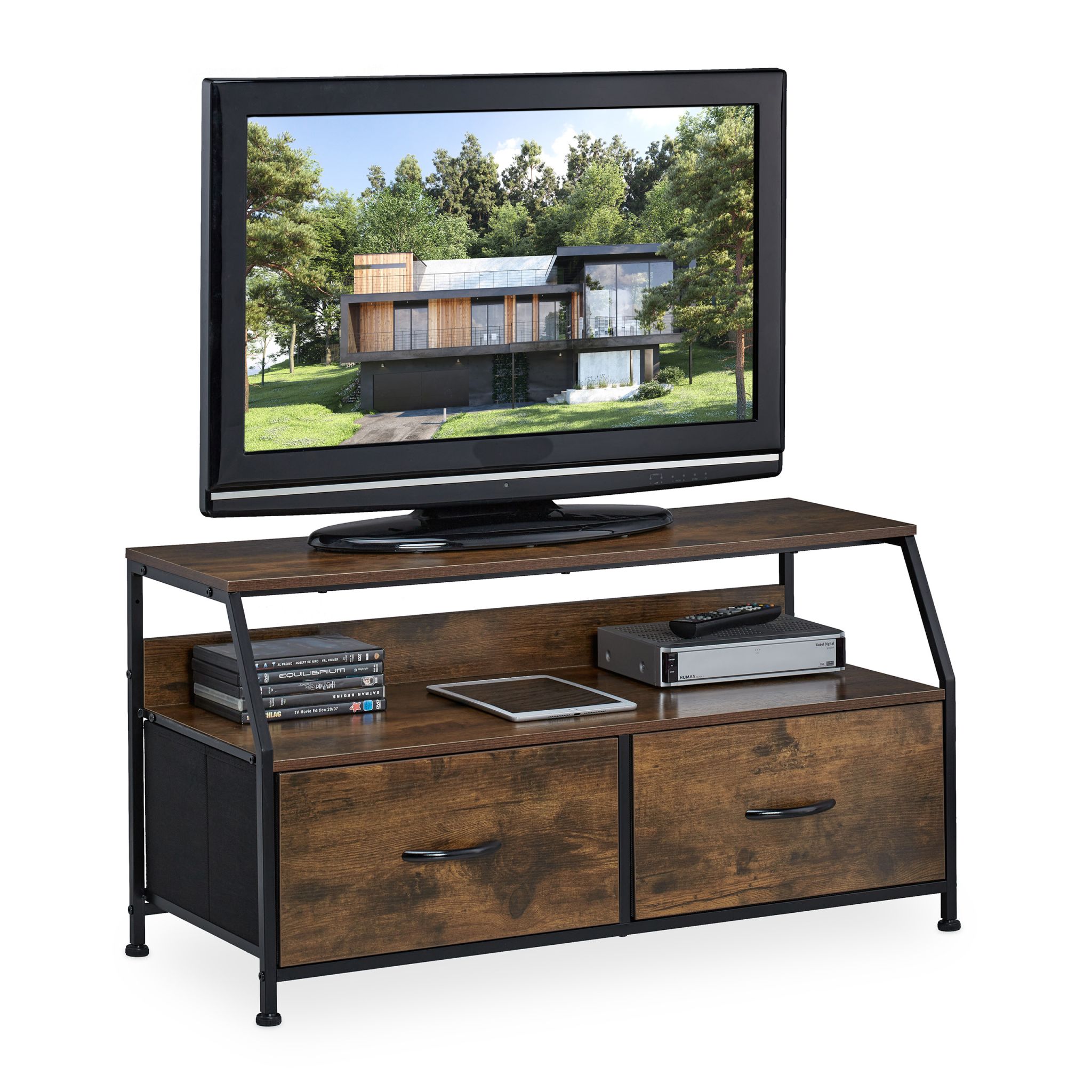 TV Board Industrial Style Braun-Schwarz