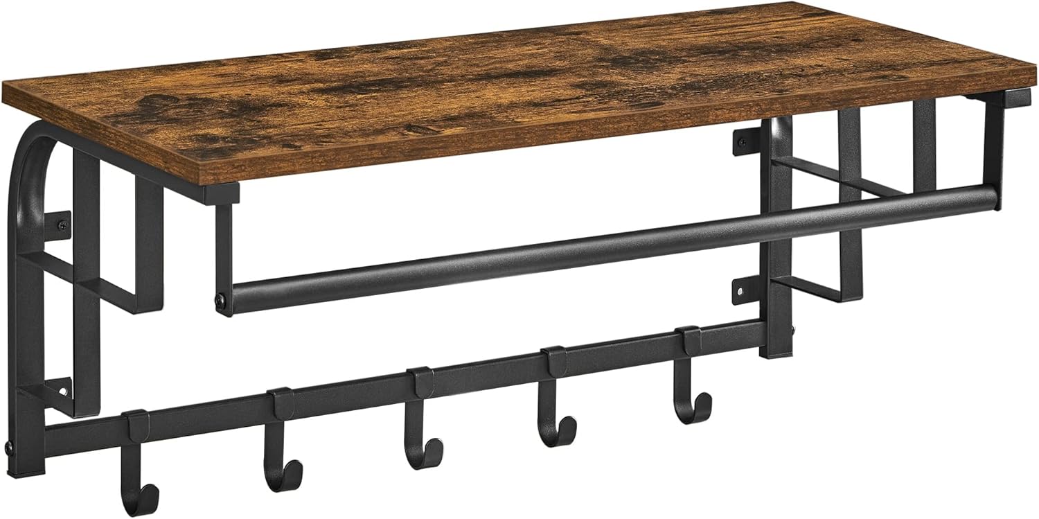 Wandgarderobe mit Aufbewahrungsregal 66cm rustikal Braun