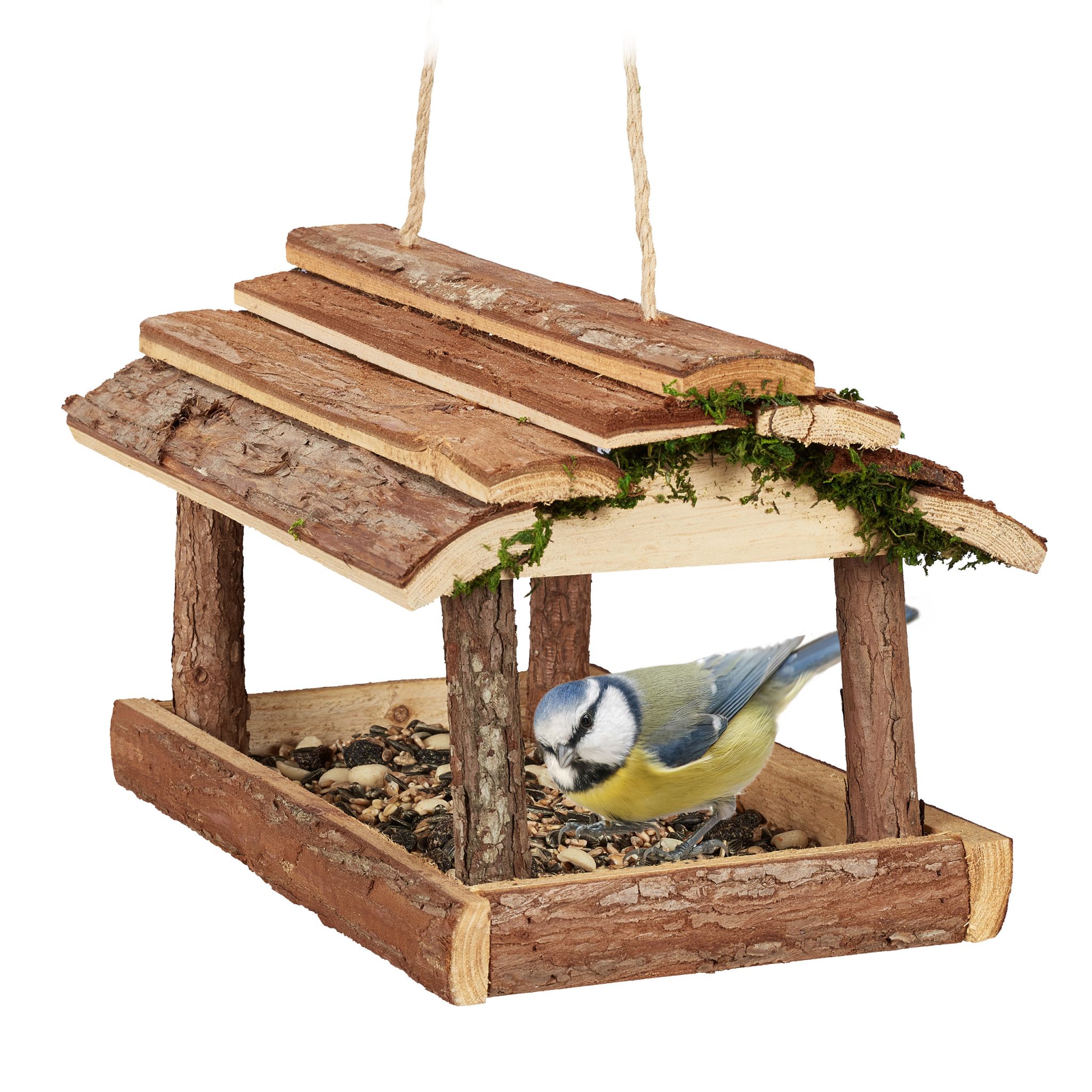 Vogelfutterhaus mit Rinde Braun