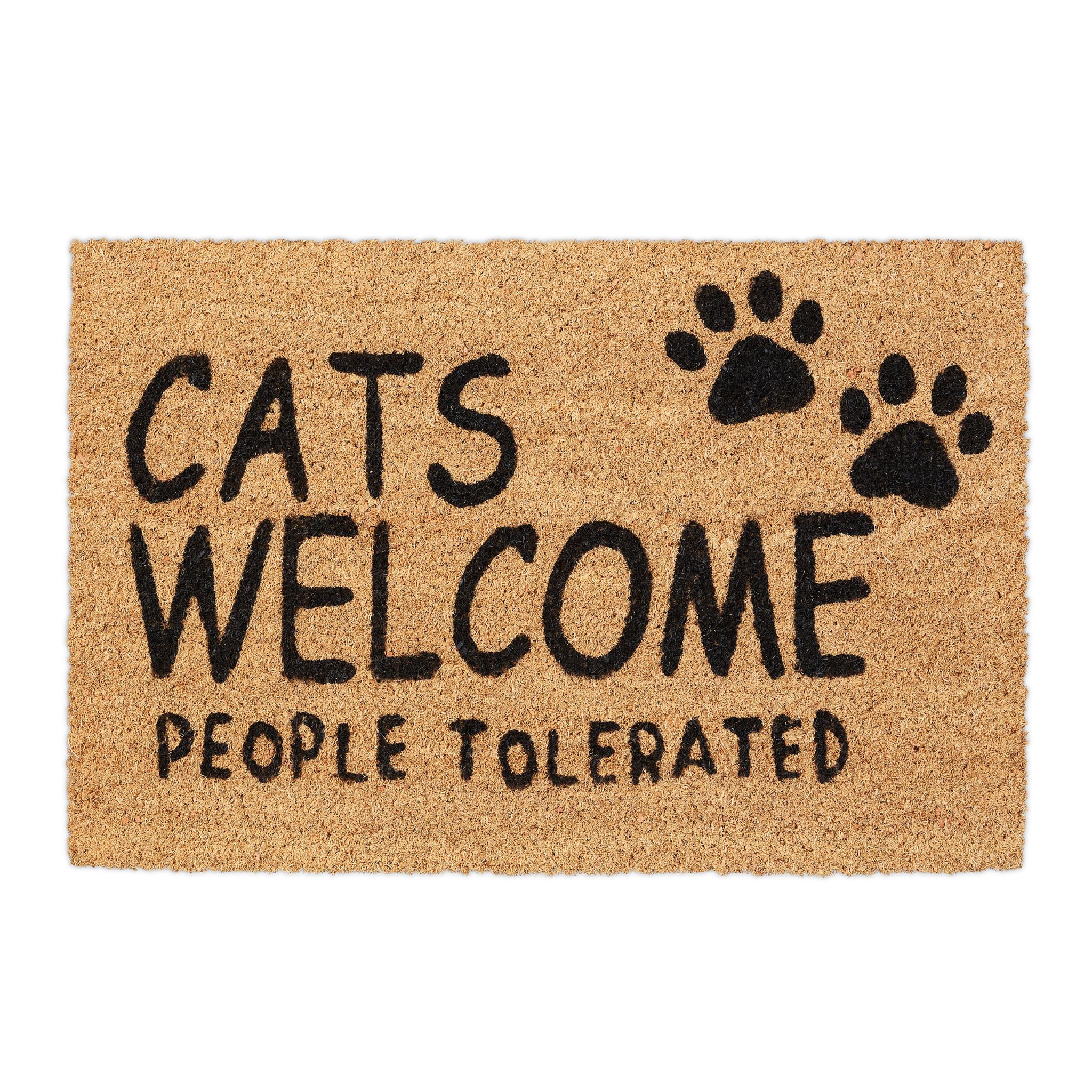 Kokos Fussmatte Cats Welcome Beige-Schwarz