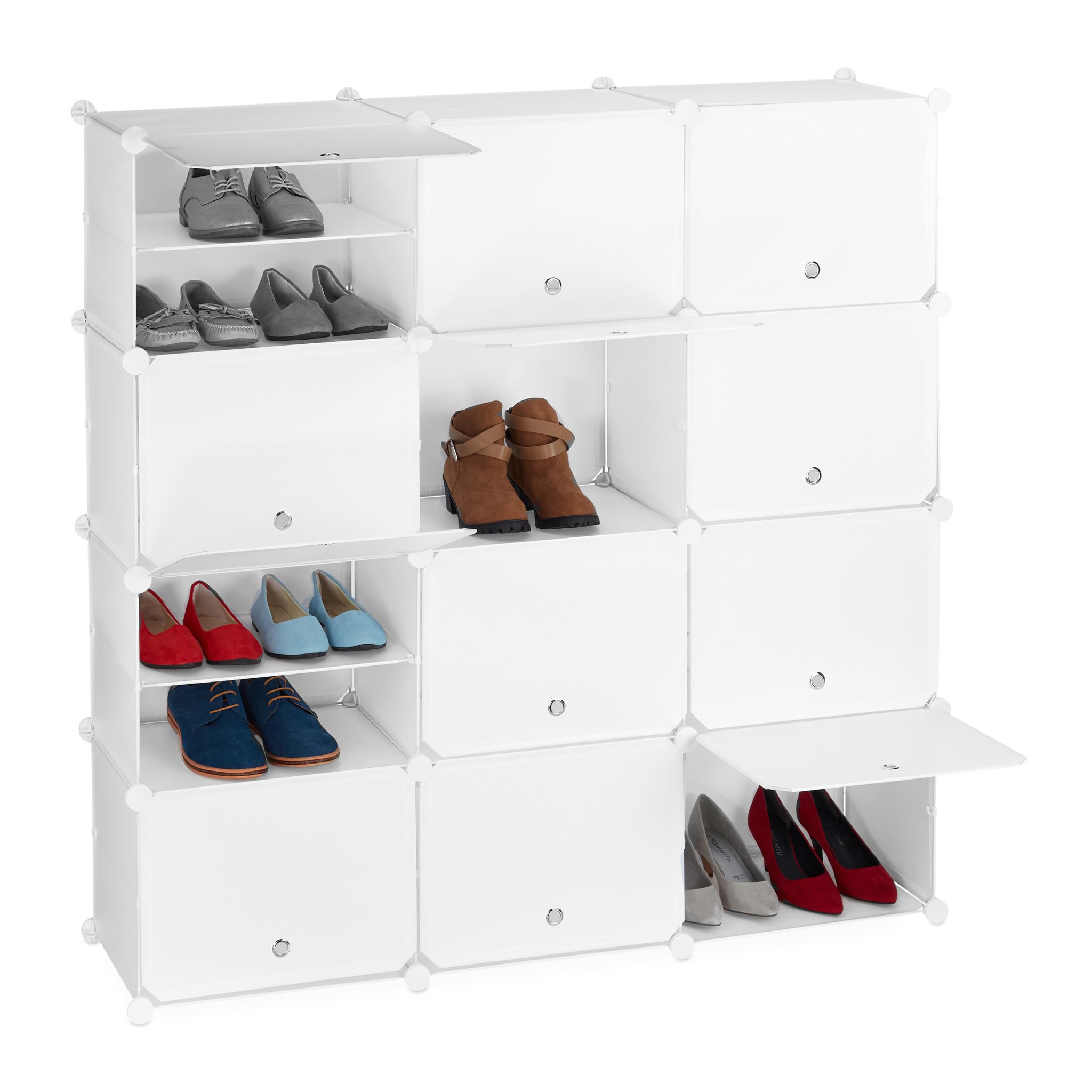Schuhschrank Stecksystem 24 Fächer Weiss