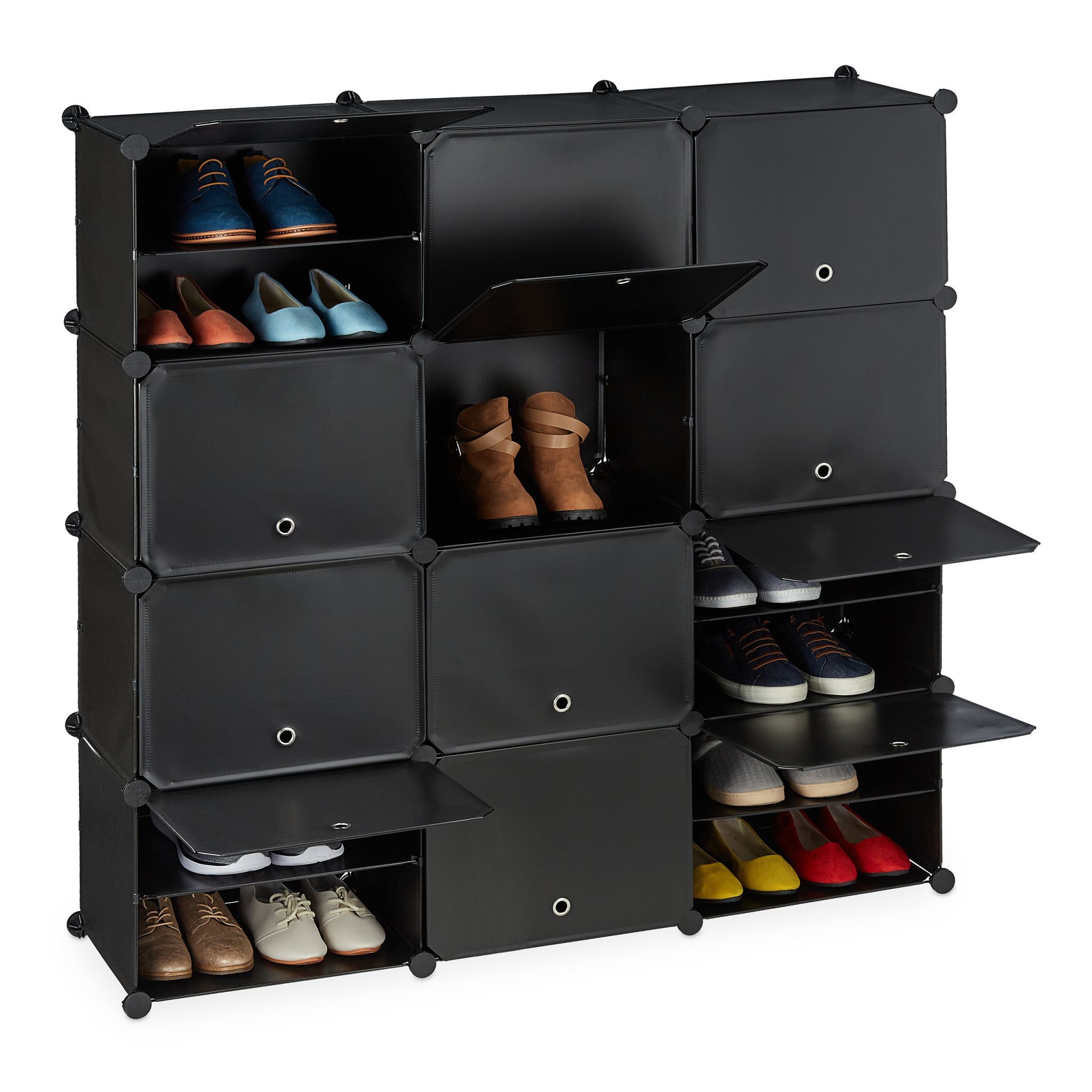 Schuhschrank mit 24 Fächern Schwarz