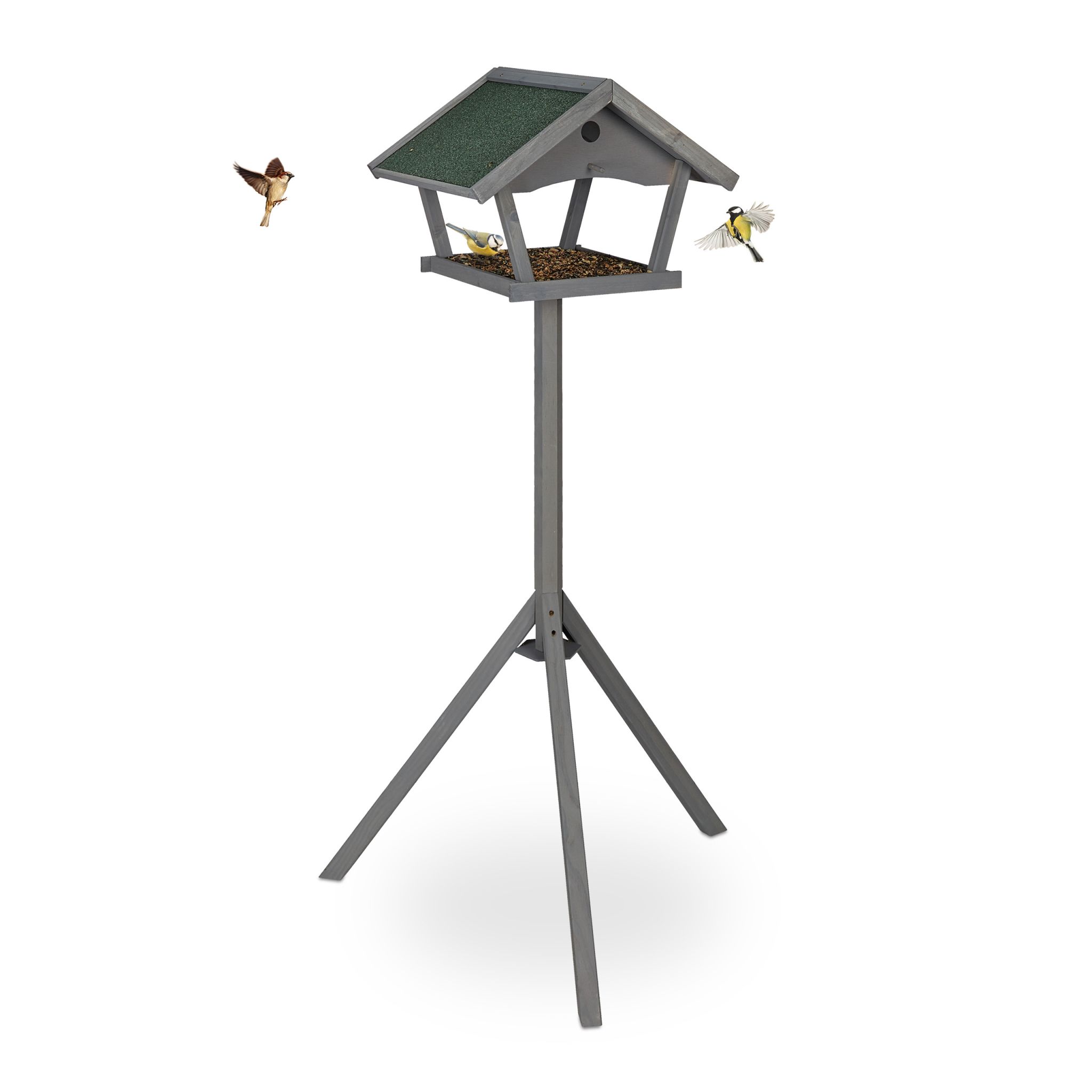 XXL Vogelfutterhaus mit Ständer Dunkelgrün-Grau