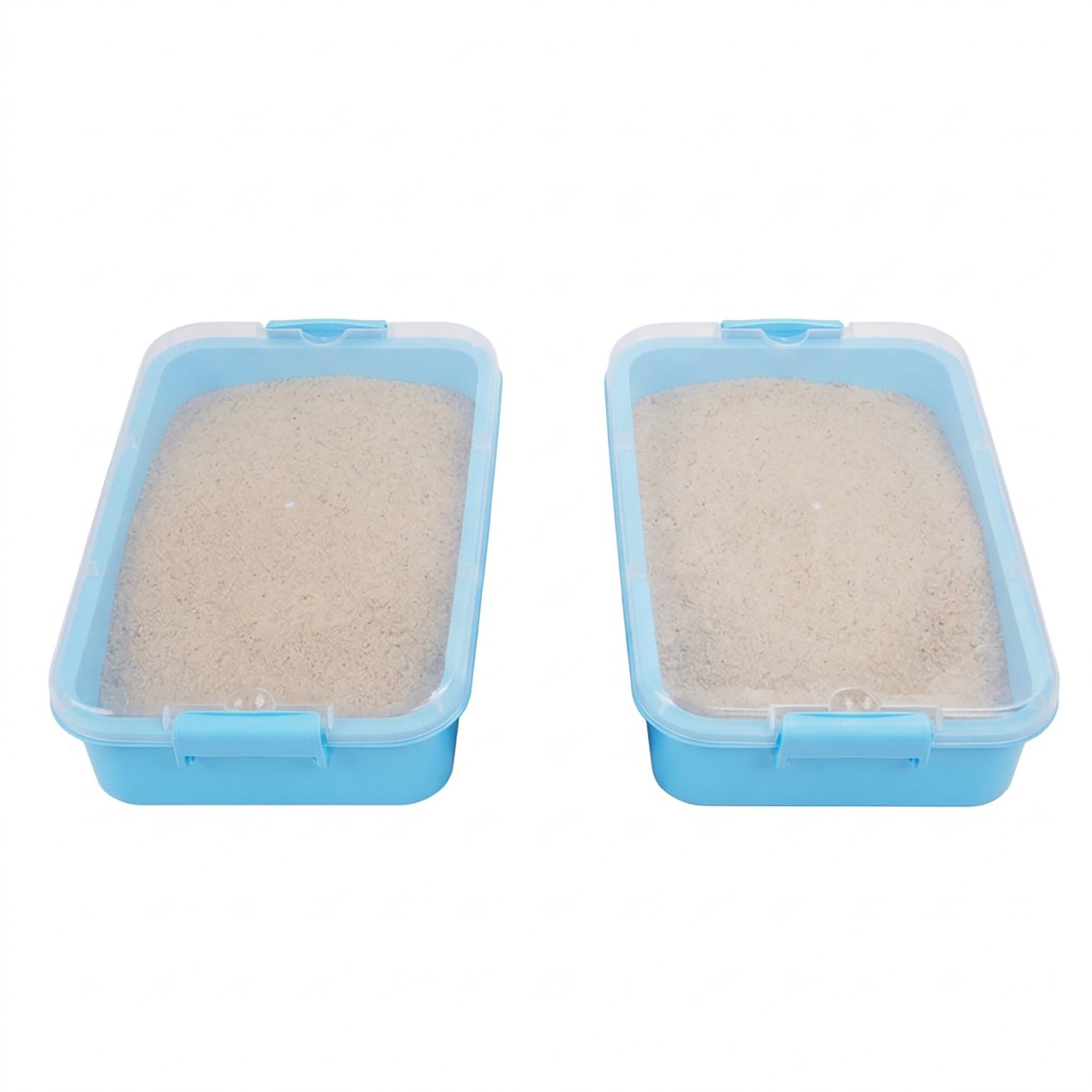 Sandkasten mit Deckel 2er-Set Hellblau-Transparent