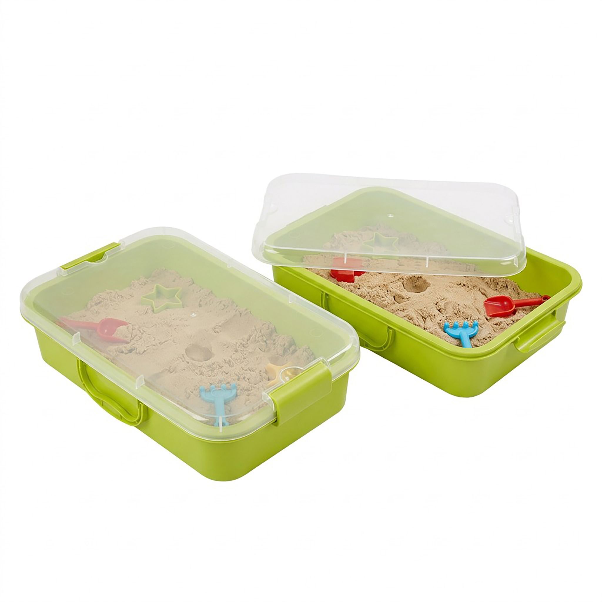 Sandkasten mit Deckel 2er-Set Grün-Transparent