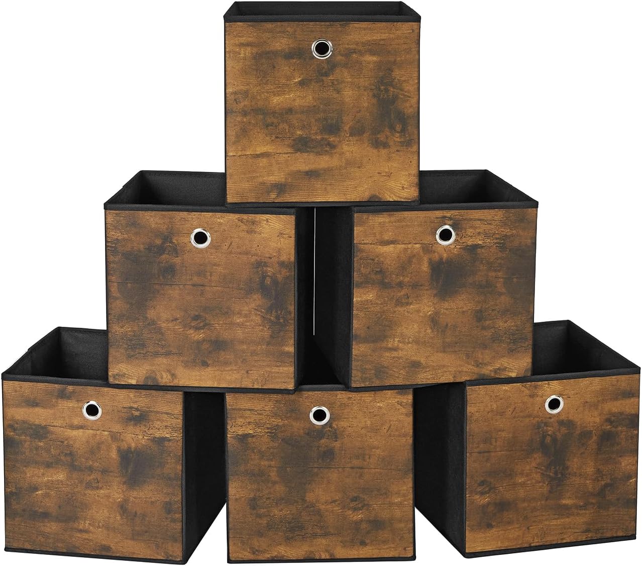 Aufbewahrungsbox 6er-Set faltbar vintagebraun Oxford-Gewebe