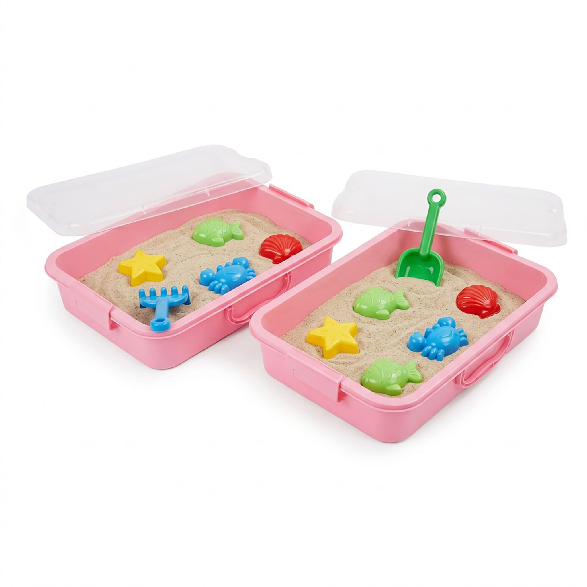 Sandkasten mit Deckel 2er-Set Rosa-Transparent