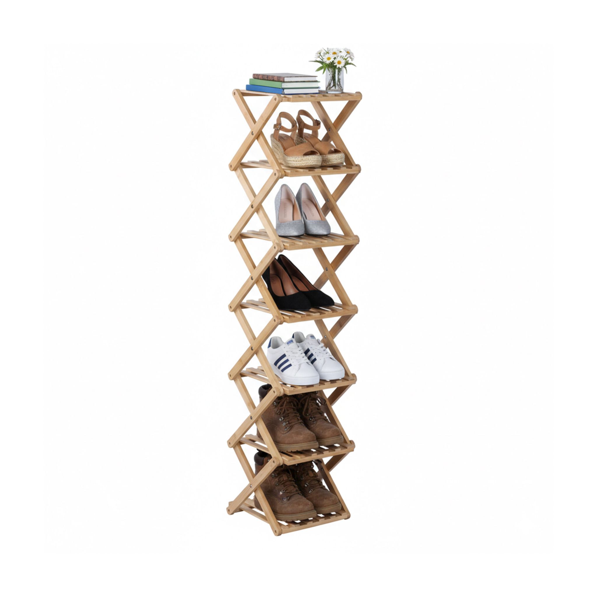 Faltbares Schuhregal Bambus Hellbraun