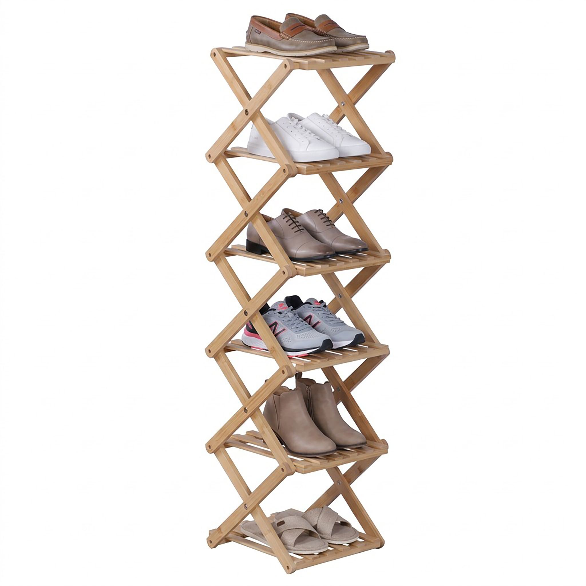 Faltbares Schuhregal Bambus Hellbraun