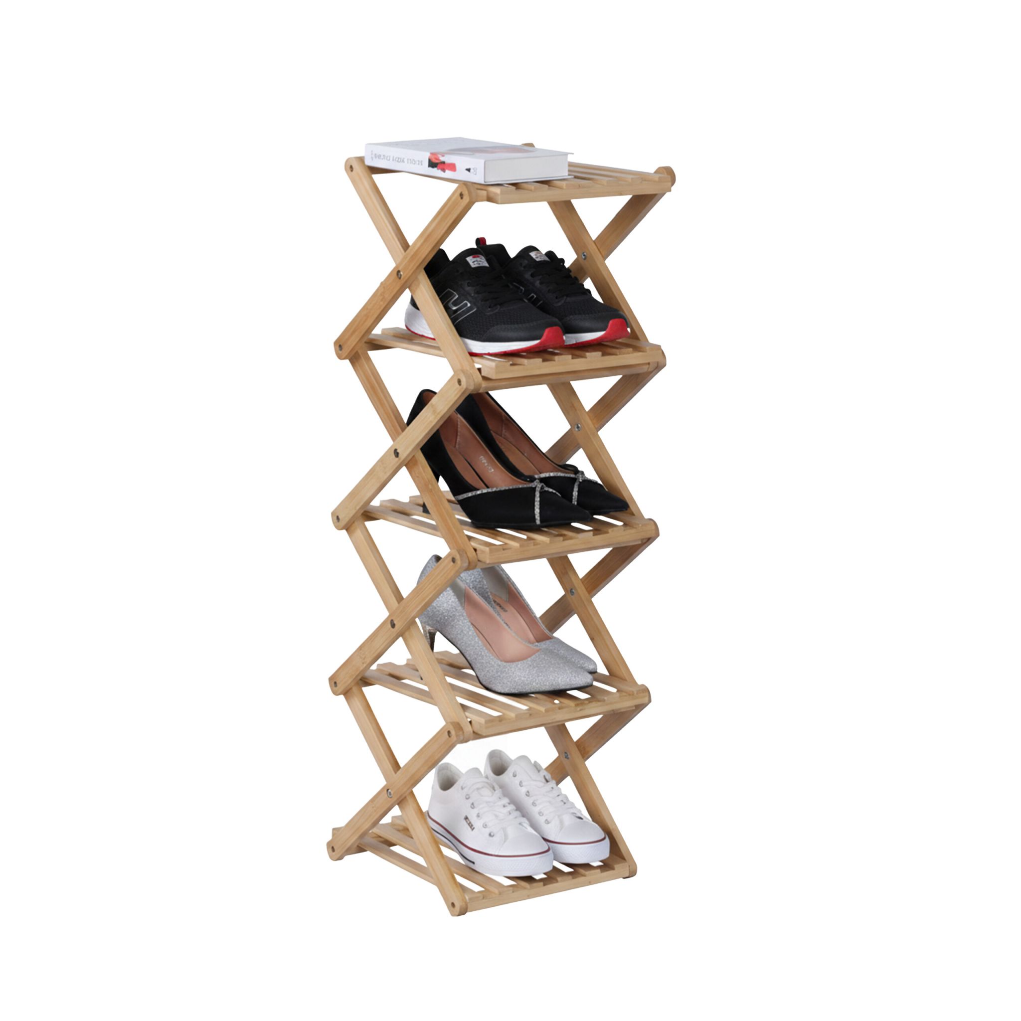 Faltbares Schuhregal Bambus Hellbraun