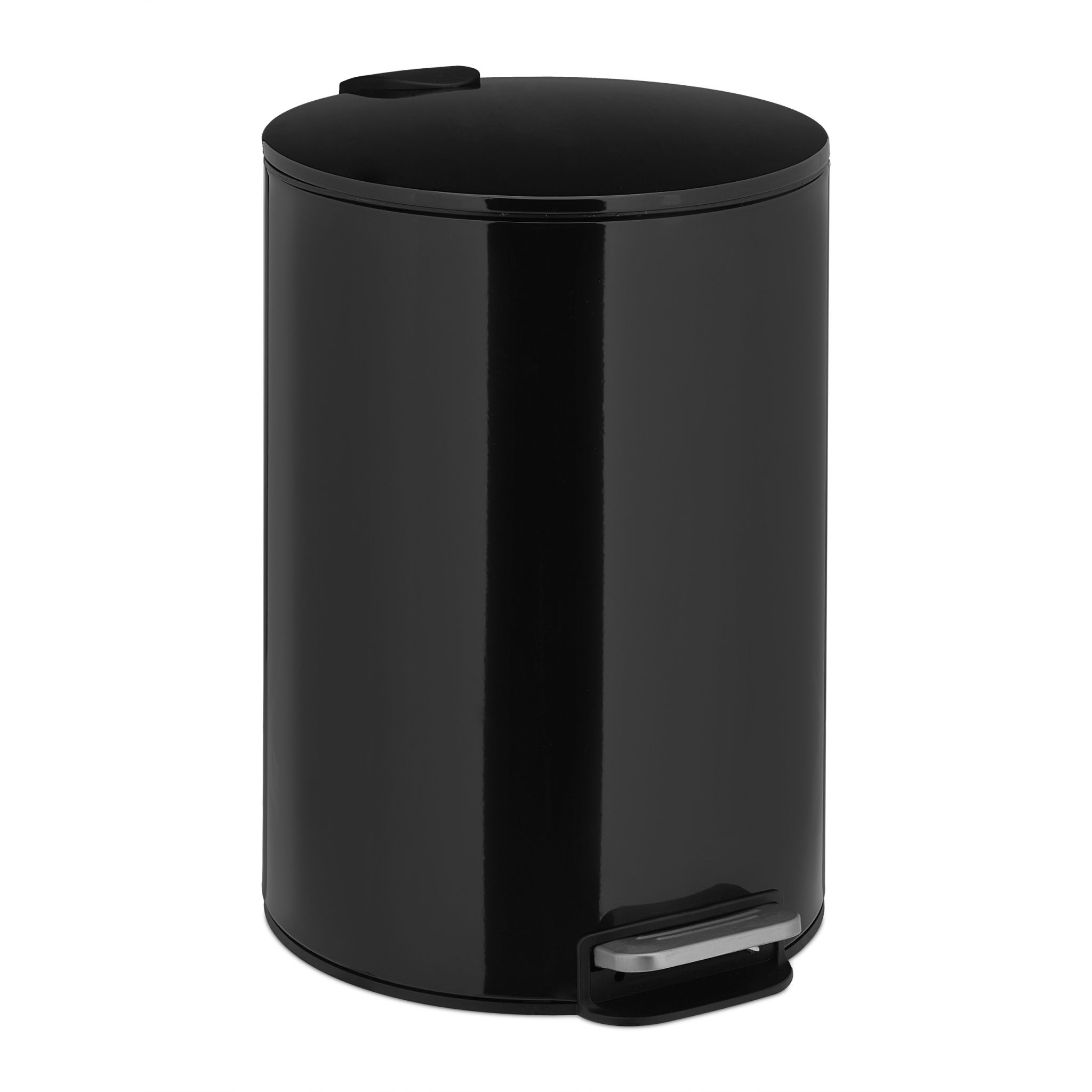 Treteimer 12L Schwarz-Silber