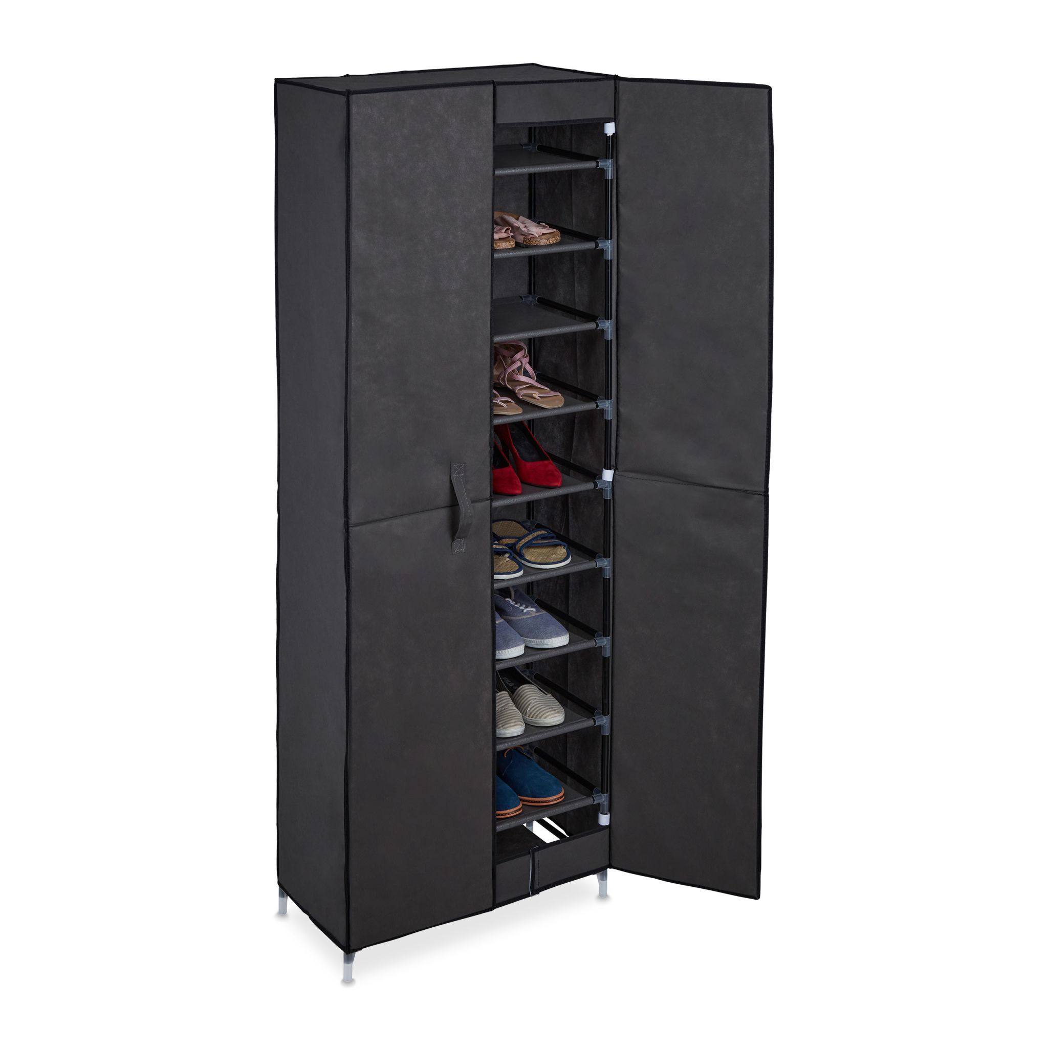 Schuhschrank Stoff 30 Paar Schuhe Anthrazit-Schwarz
