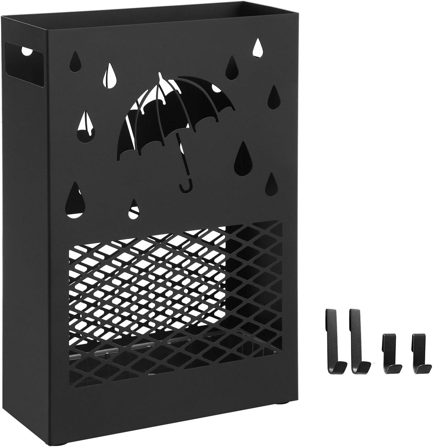 Regenschirmständer Metall rechteckig mit Haken schwarz