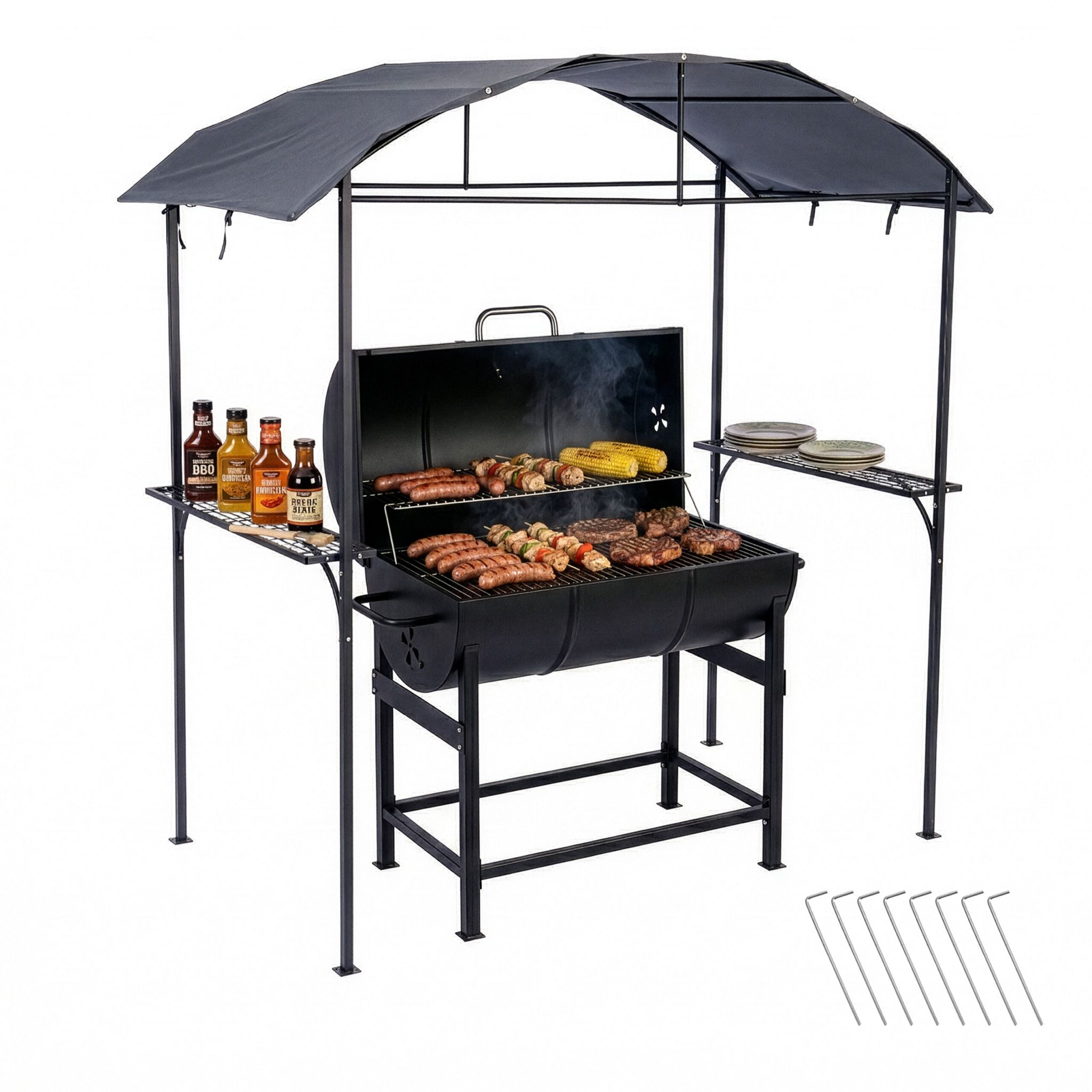 Grill Pavillon Metall Anthrazit