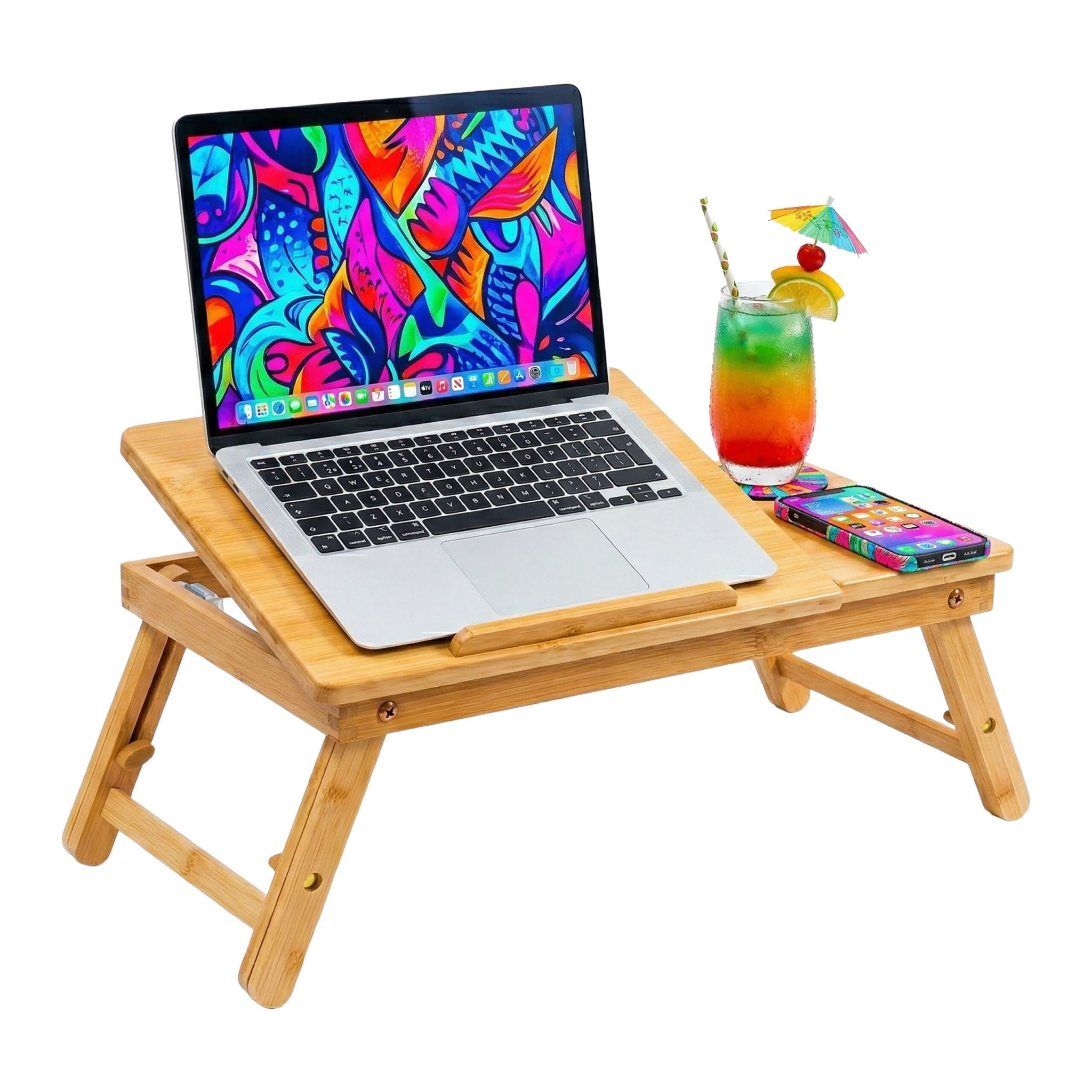 Bambus Laptop-Ständer Baum-Design Hellbraun