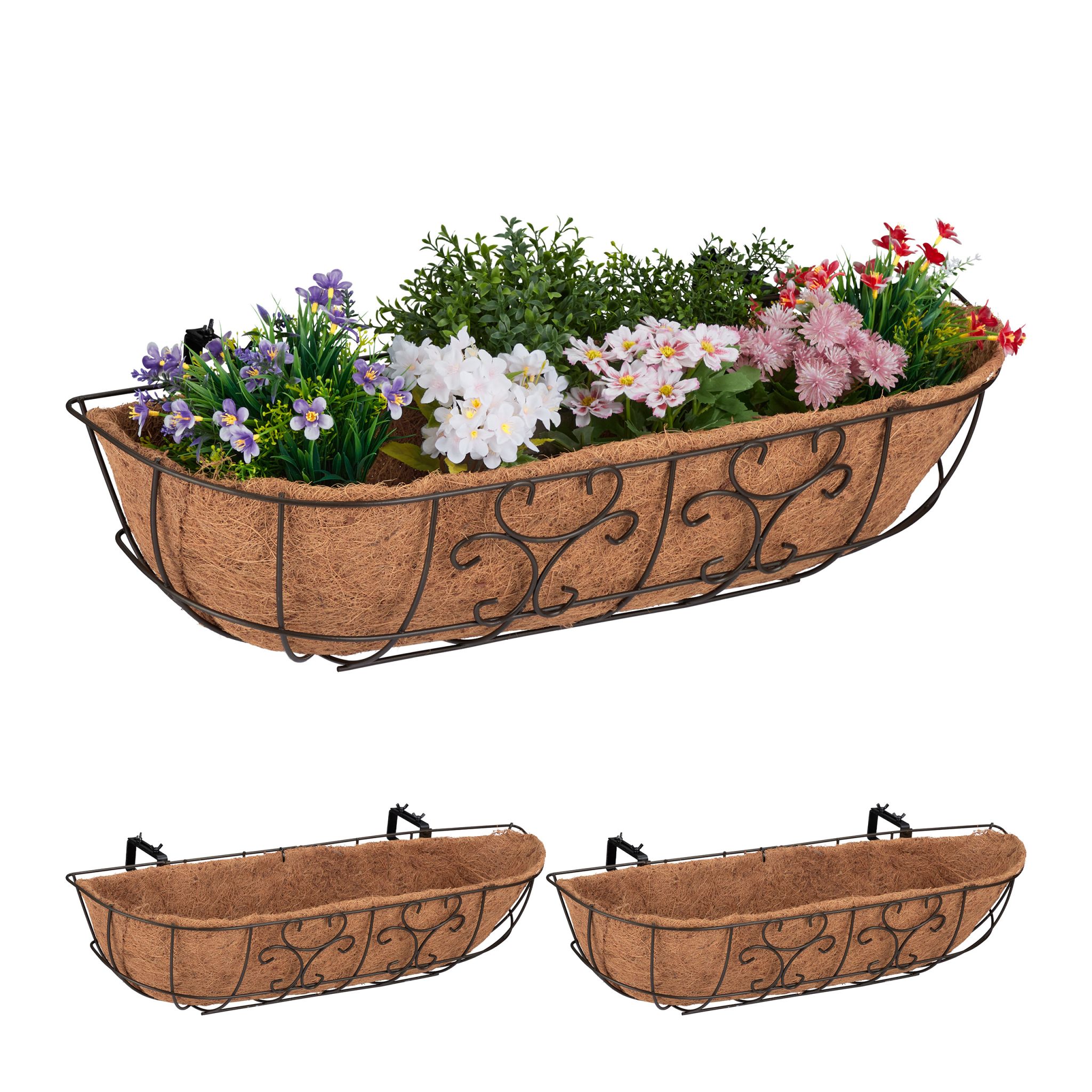 Blumenkasten Balkon 3er-Set Dunkelbraun-Hellbraun