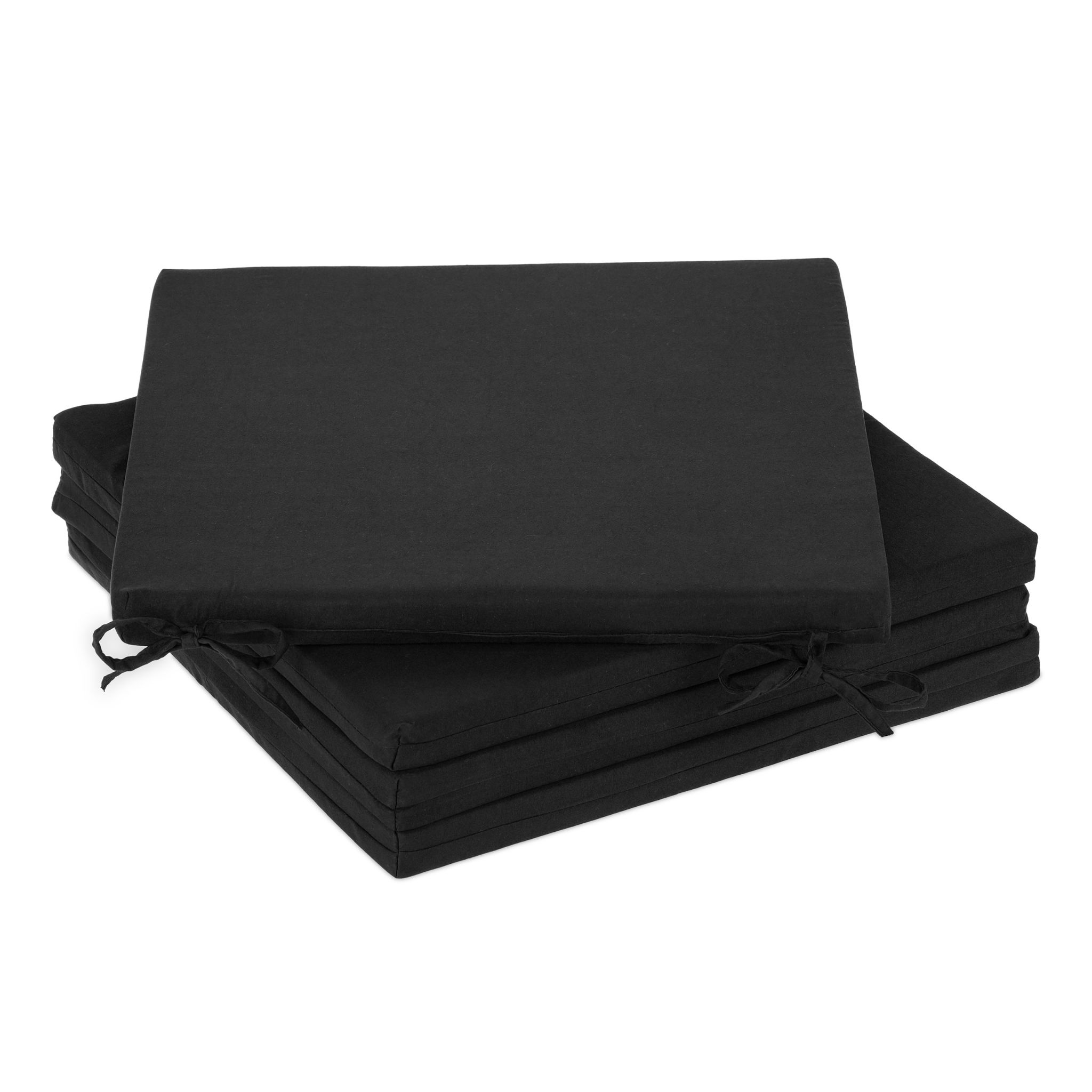 Schwarze Stuhlkissen 4er-Set Schwarz