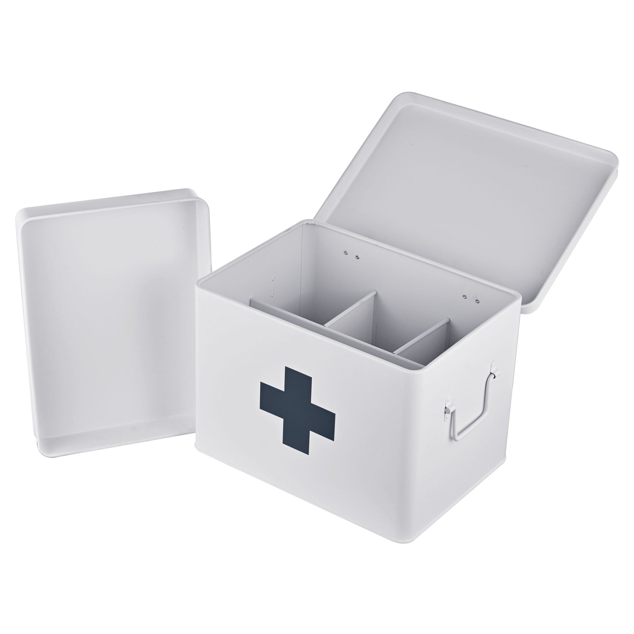 Medizinbox Metall Anthrazit-Weiss