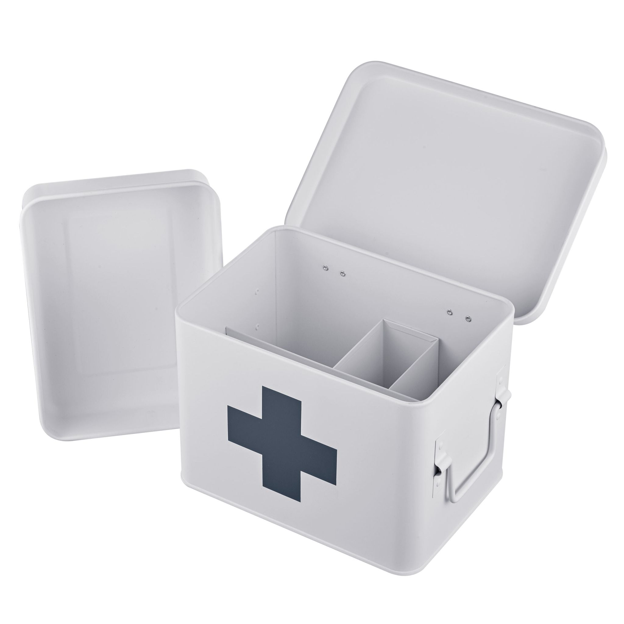 Medizinbox Metall Anthrazit-Weiss