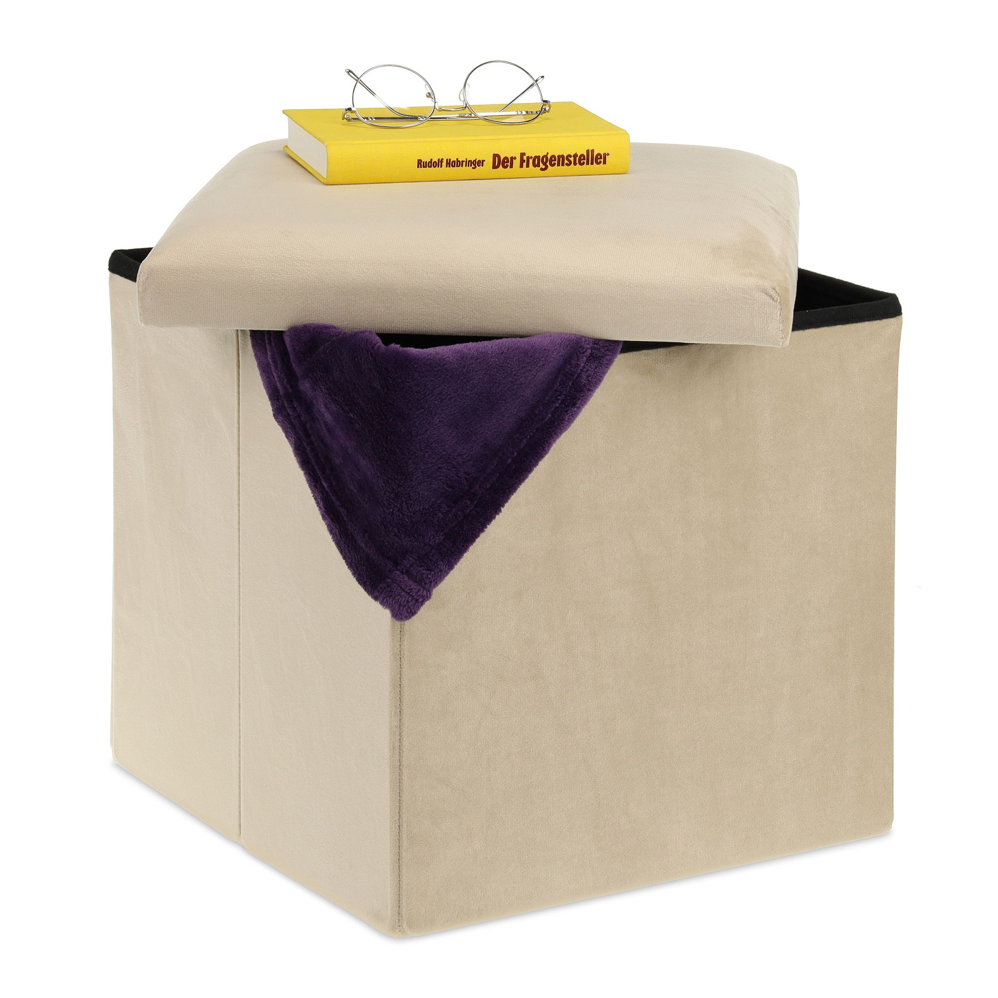 Sitzhocker mit Stauraum Creme