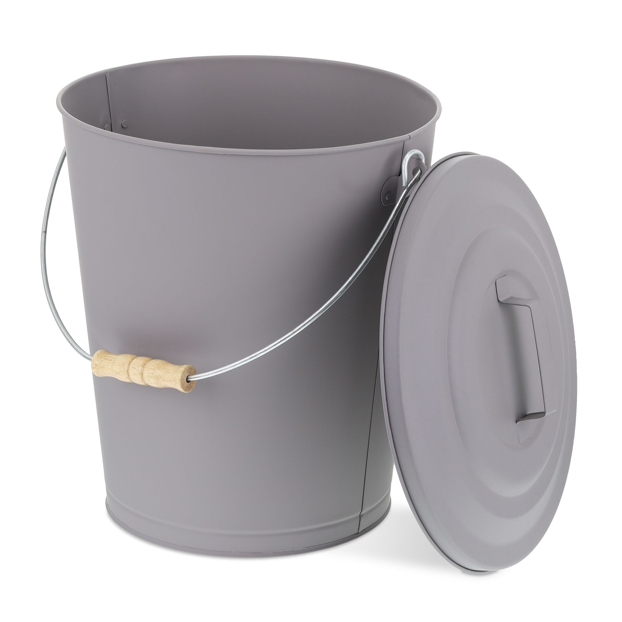 Ascheeimer mit Deckel Hellbraun-Grau