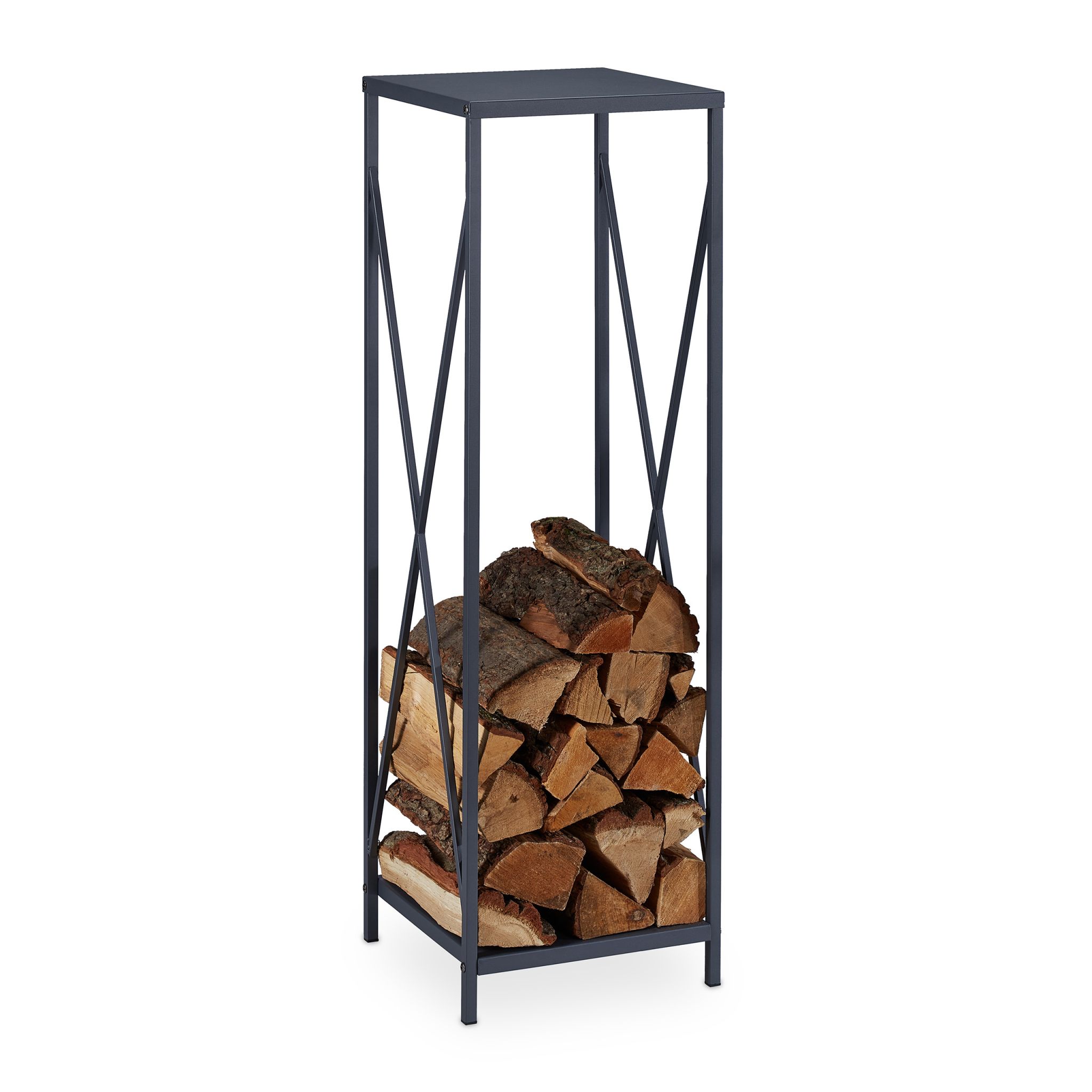 Kaminholzregal Metall Grau
