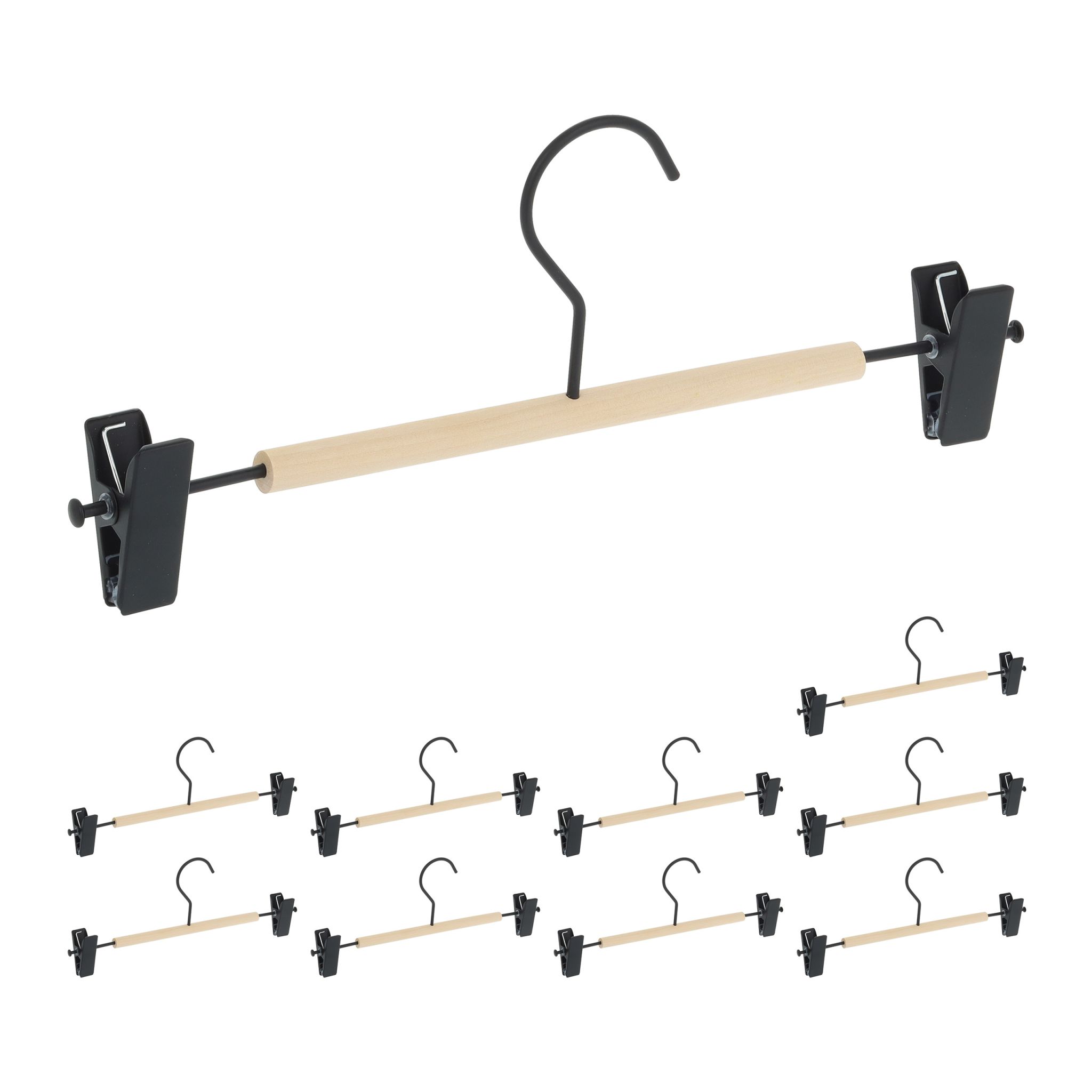 Hosenbügel 10er-Set Hellbraun-Schwarz