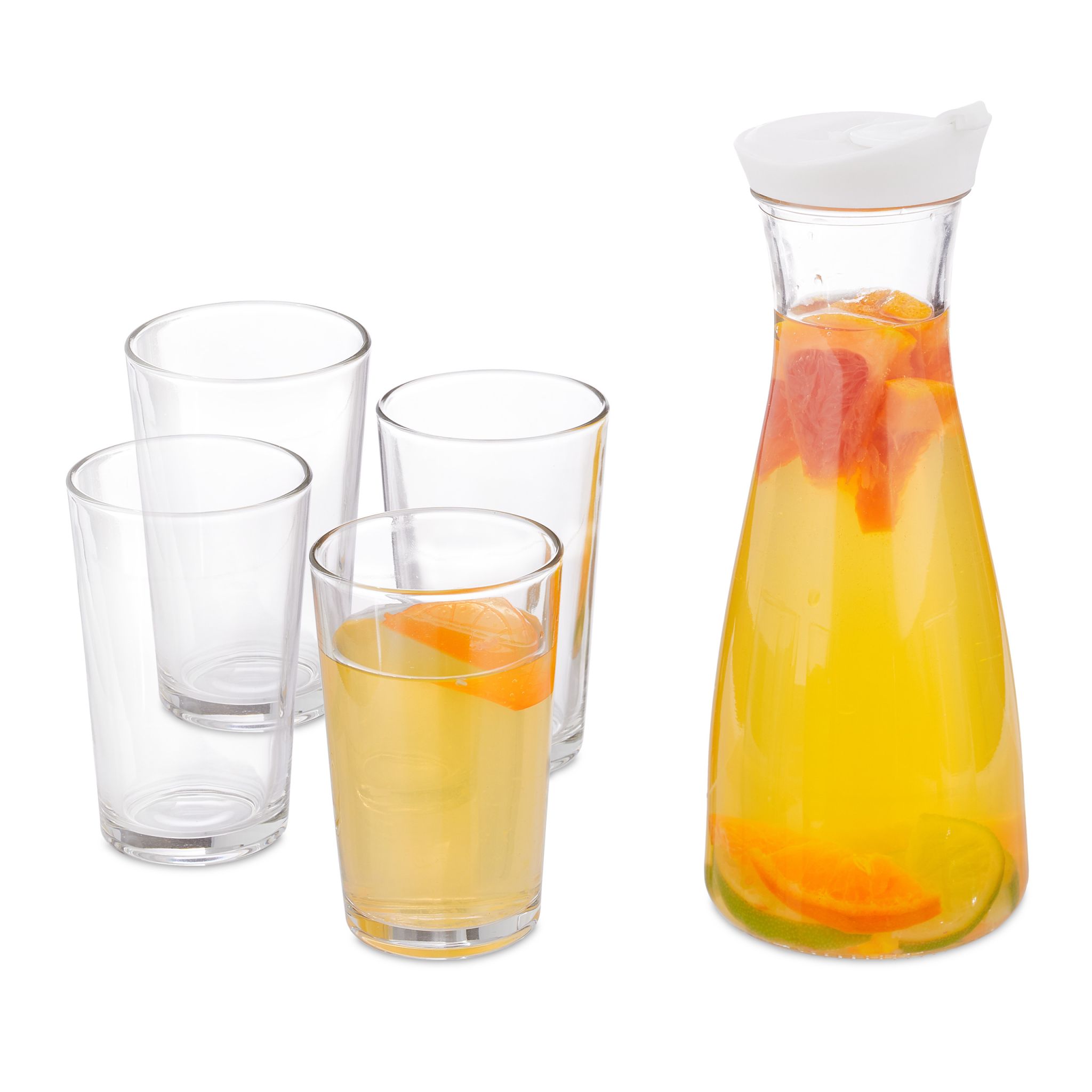 Wasserkaraffe Set mit Gläsern Weiss-Transparent