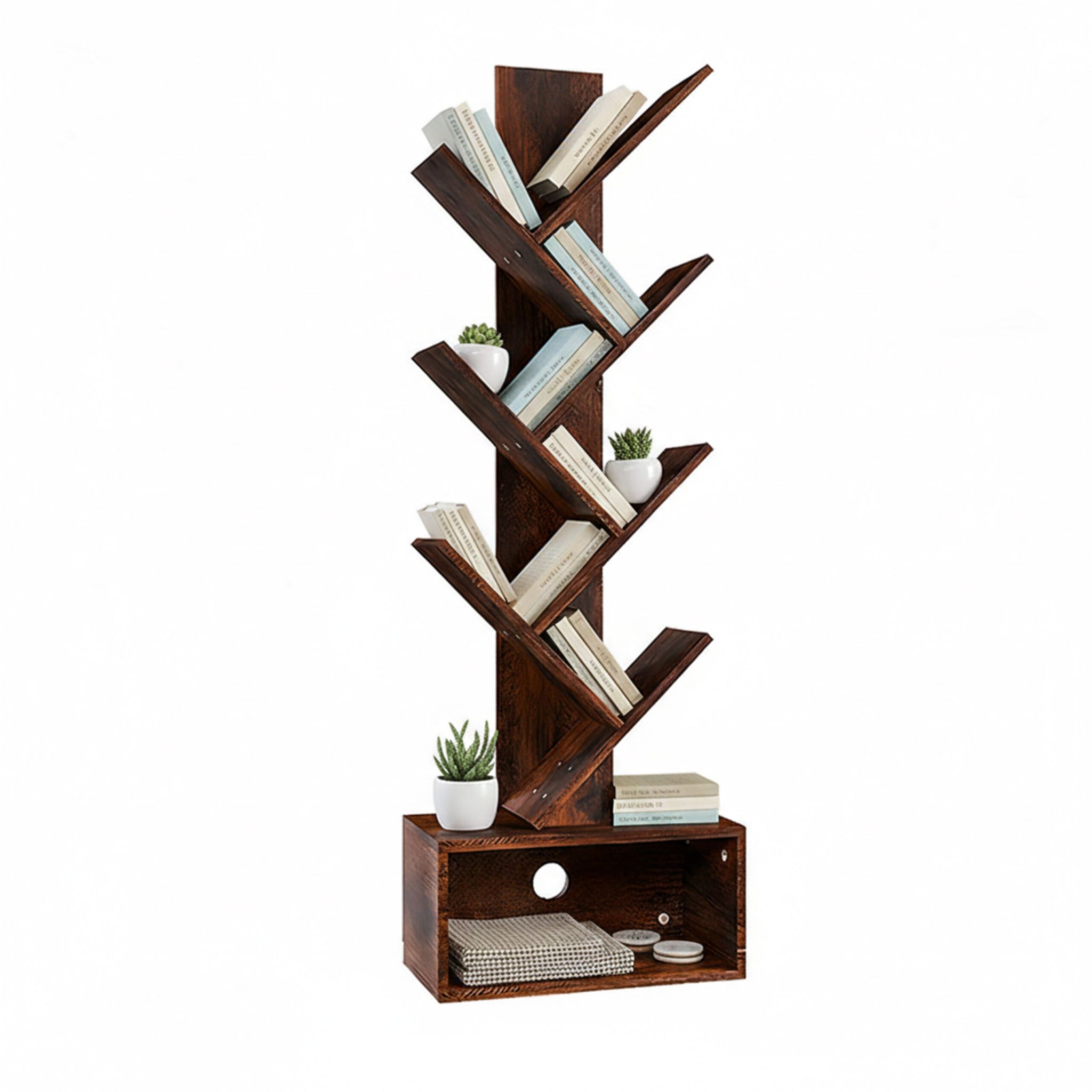 Bücherregal 6 Ebenen Baum-Design Braun