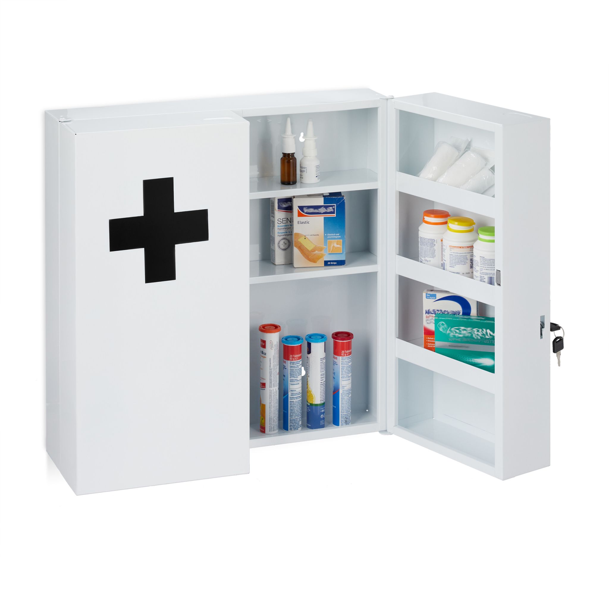 Medizinschrank XXL in Weiss Weiss-Schwarz