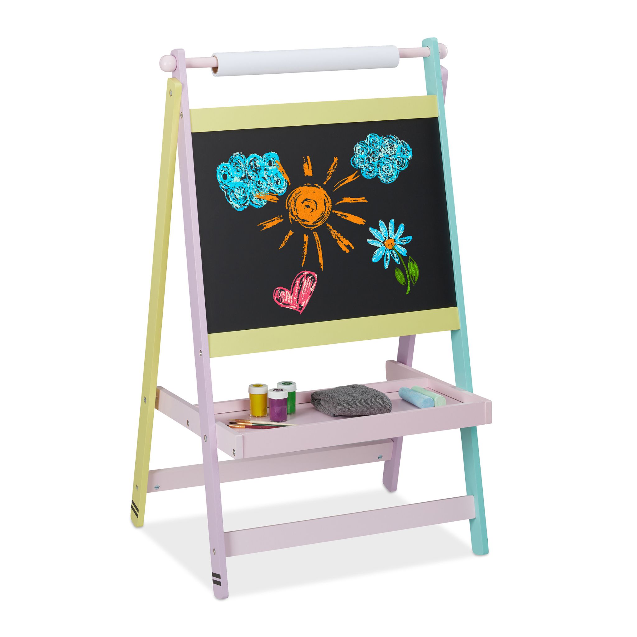 Kindertafel mit Papierrolle Gelb-Lila-Schwarz