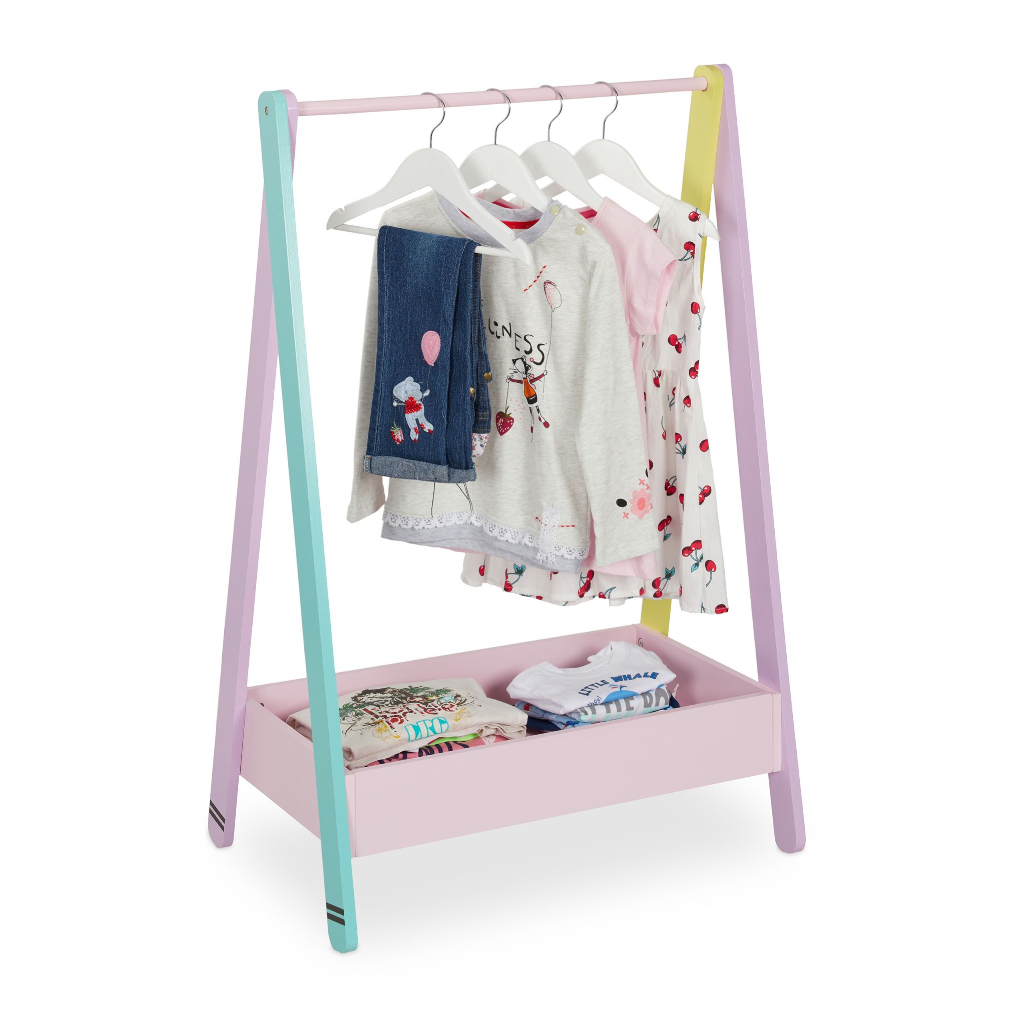 Kleiderständer für Kinder Gelb-Rosa-Türkis