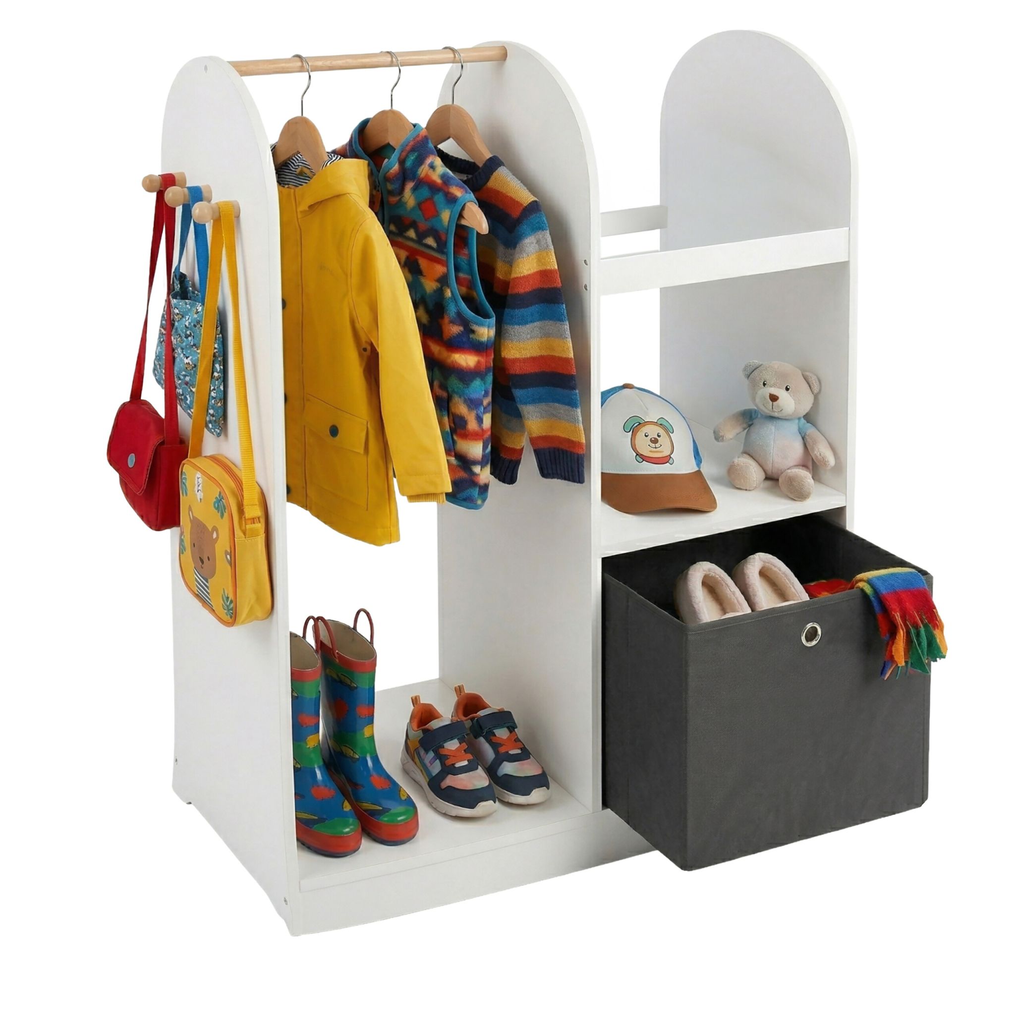 Kindergarderobe mit Stoffbox Weiss