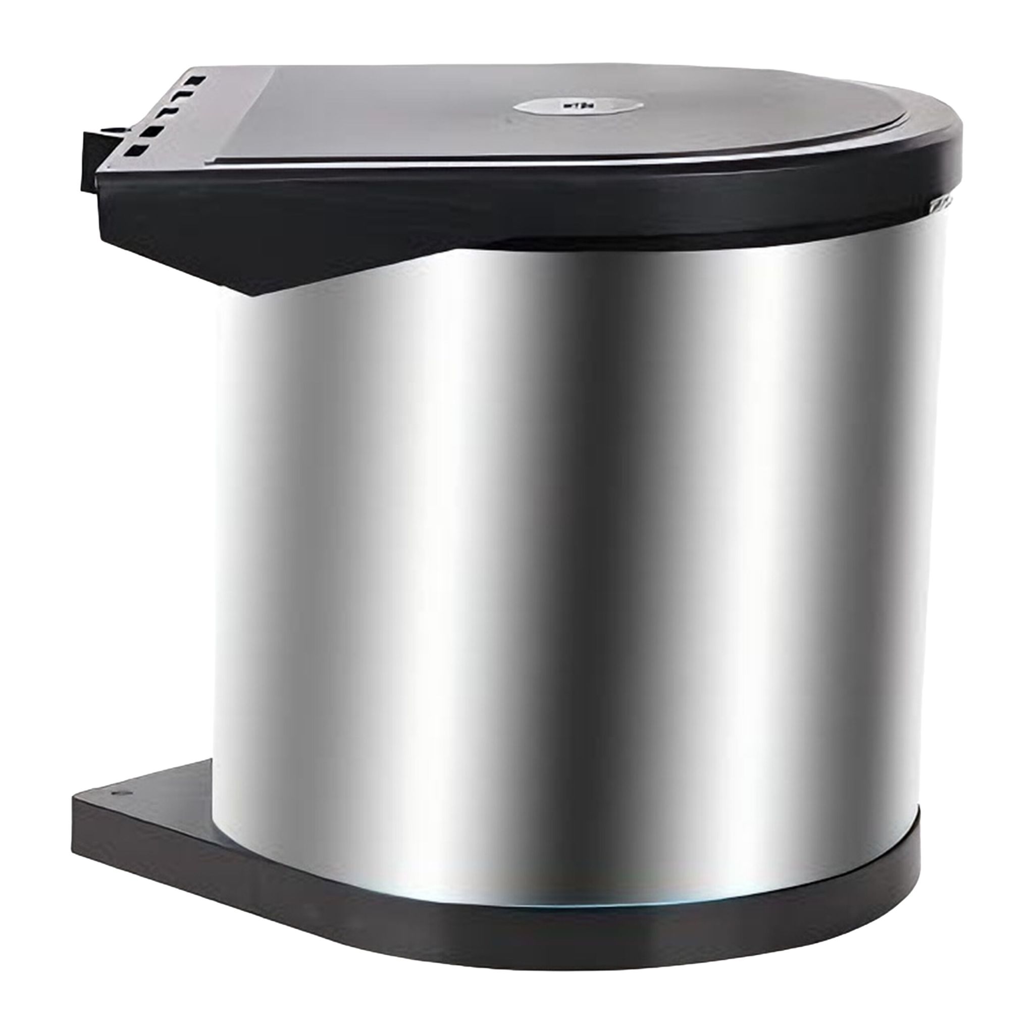 Einbaumülleimer mit Schwingdeckel Schwarz-Silber