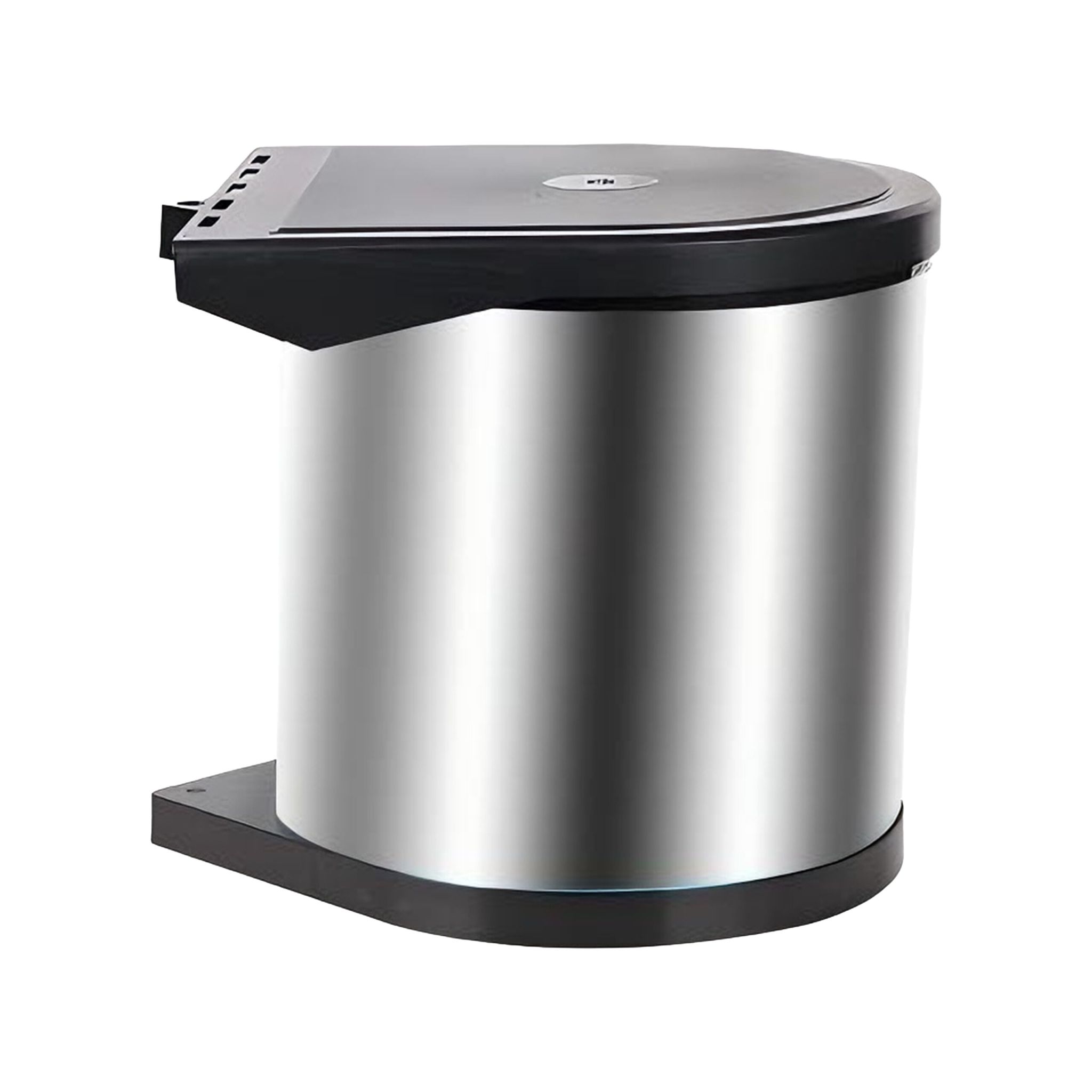 Einbaumülleimer mit Schwingdeckel Schwarz-Silber