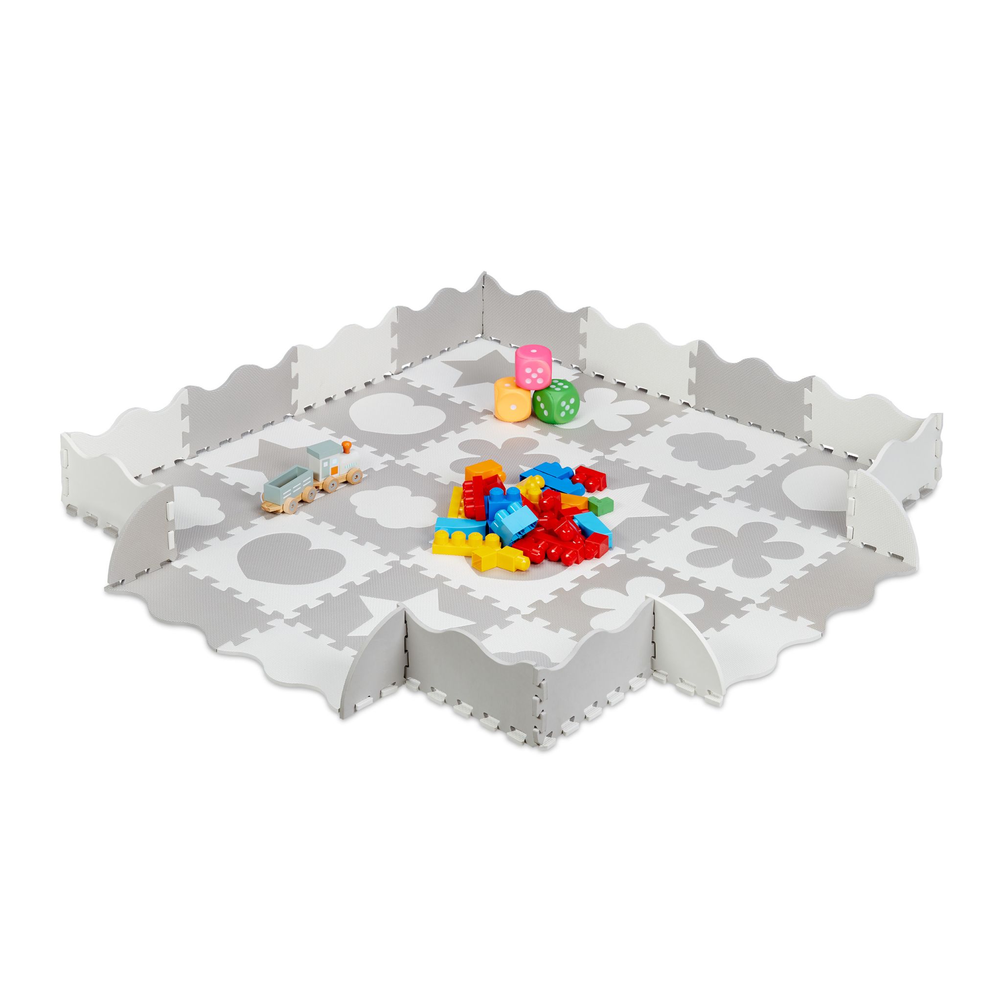 Puzzlematte mit Rand 52-tlg. Weiss-Grau