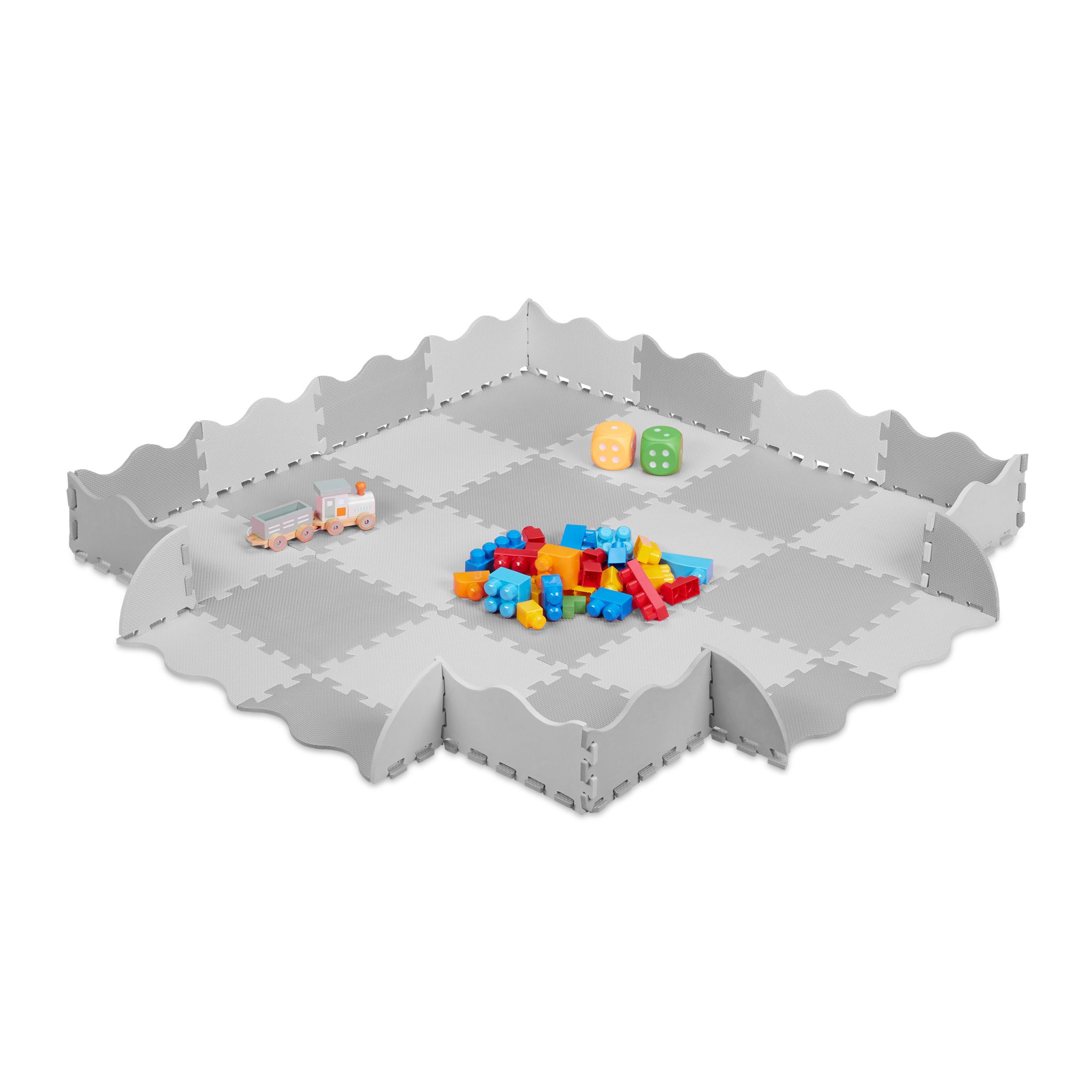 Puzzlematte mit Rand 36-tlg. Weiss-Grau