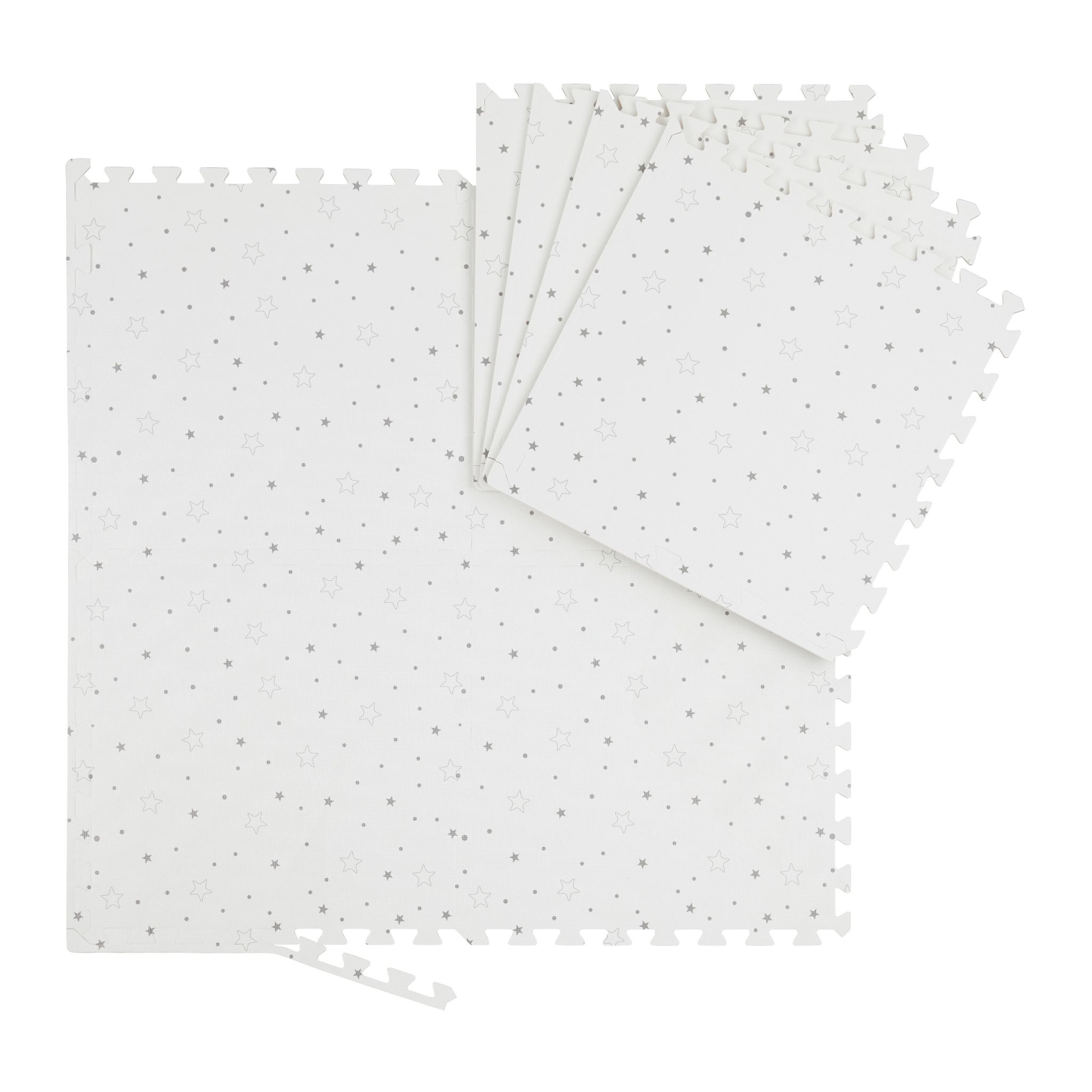 Puzzlematte Sterne 8tlg. Weiss-Grau