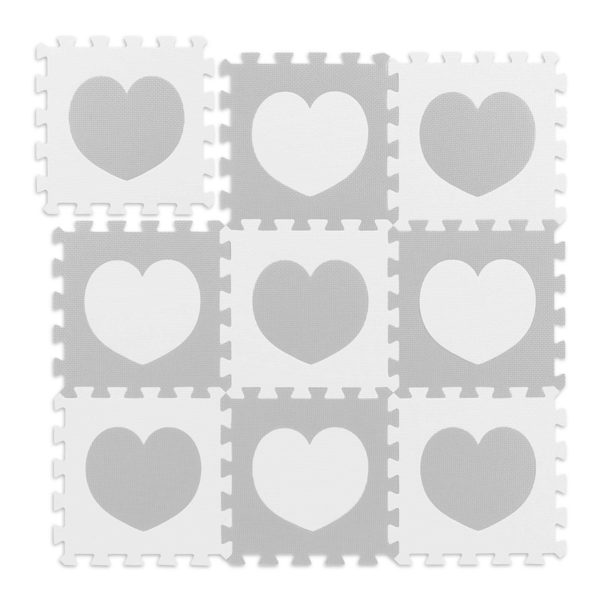 Puzzlematte Herz 18-tlg. Weiss-Grau