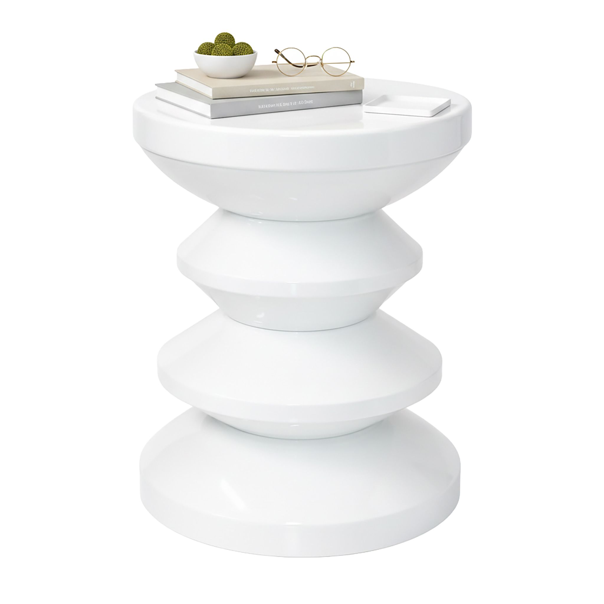 Beistelltisch Zick-Zack-Design Weiss