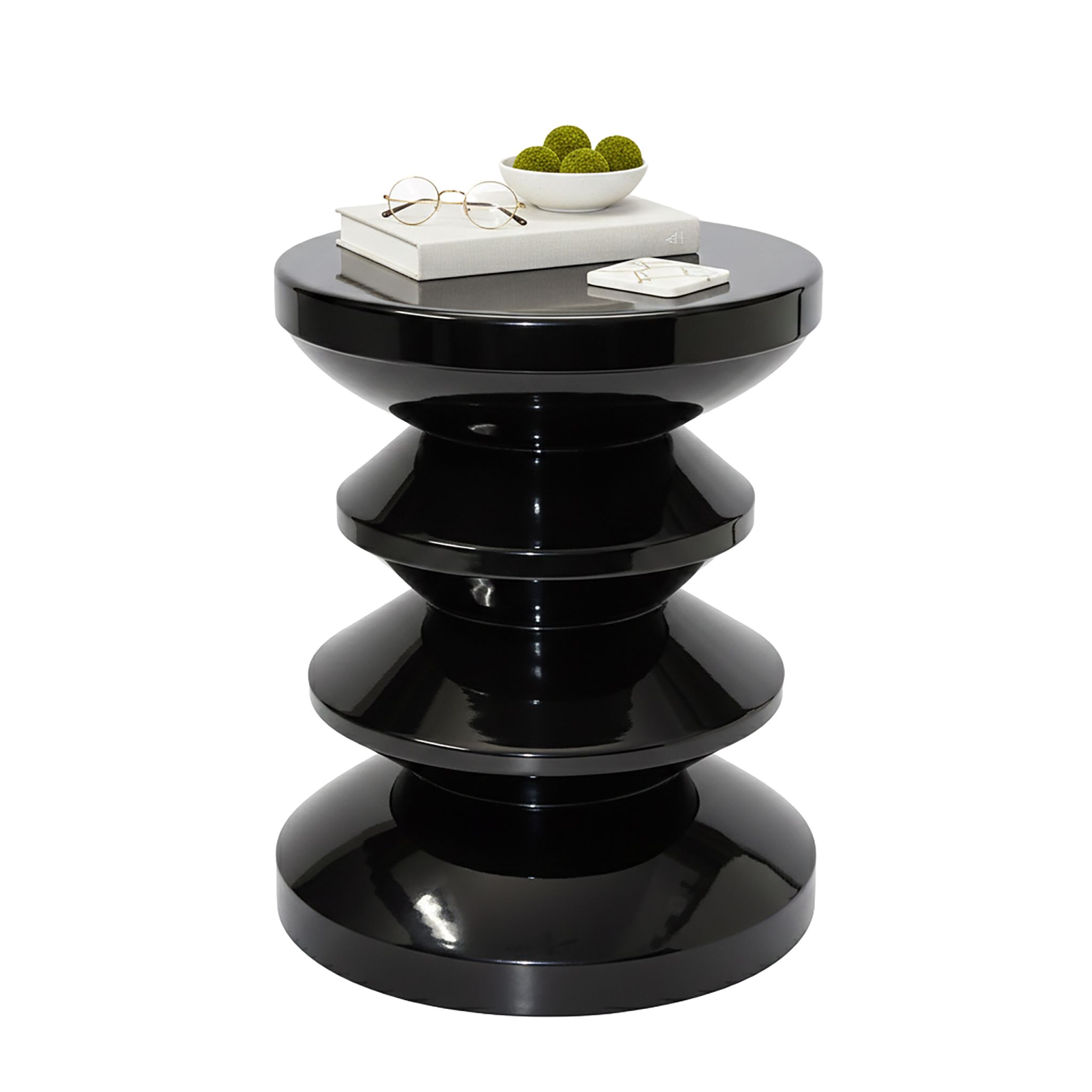 Beistelltisch Zick-Zack-Design Schwarz
