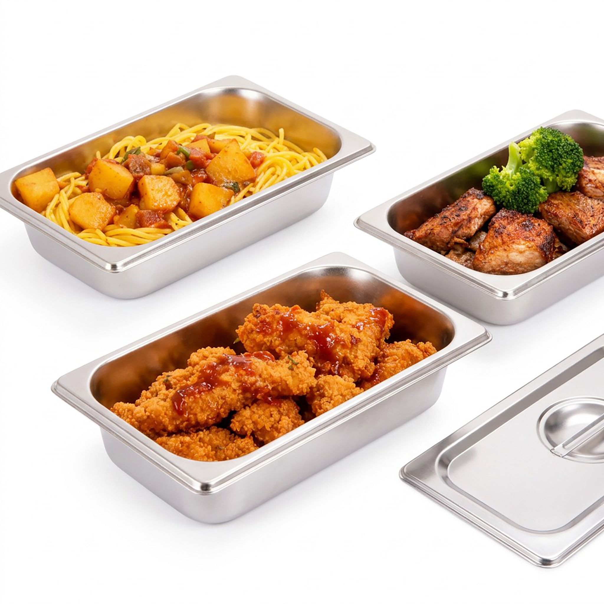 Gastro Behälter GN 1/3 Edelstahl 3er-Set Silber