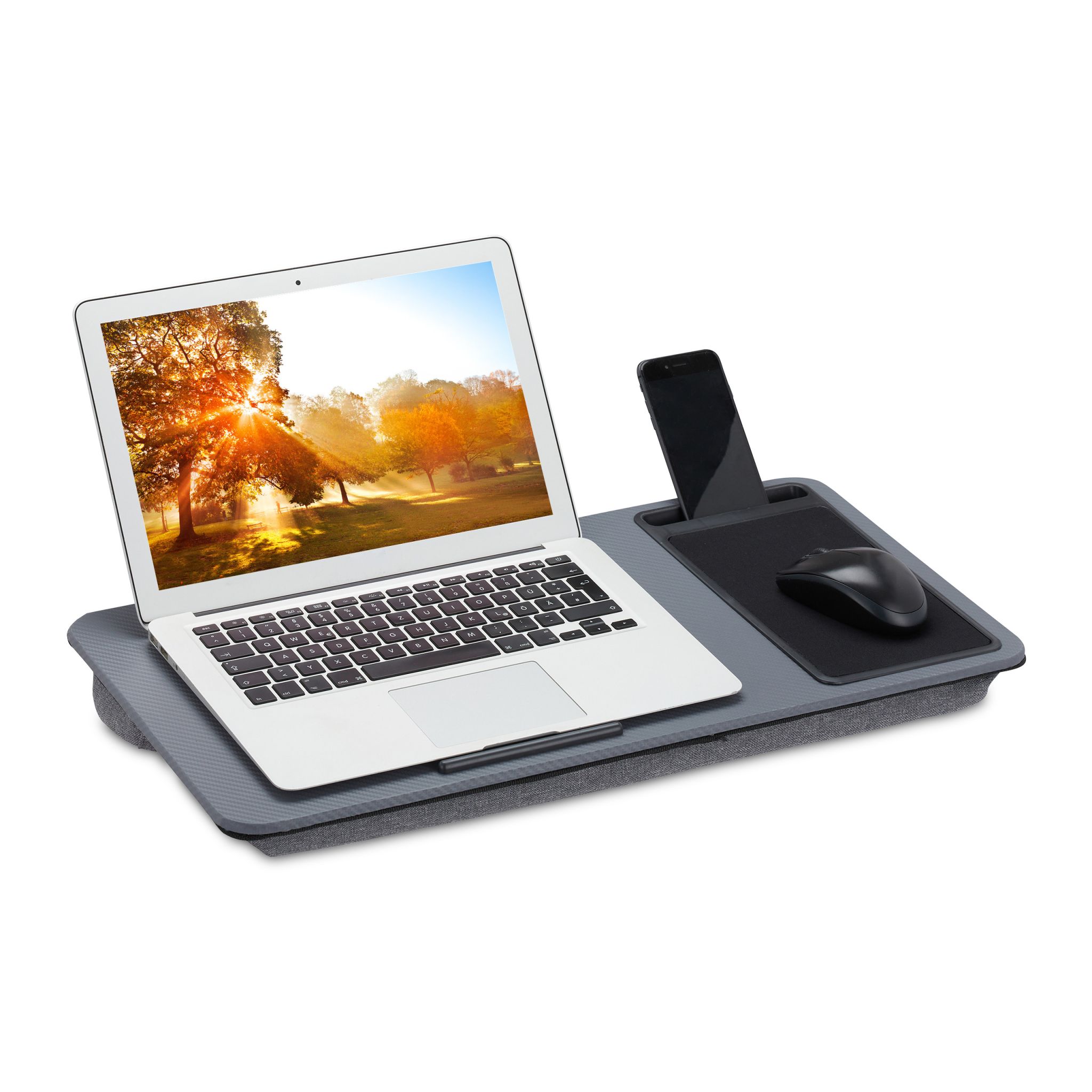 Laptopkissen mit Mauspad Schwarz-Grau