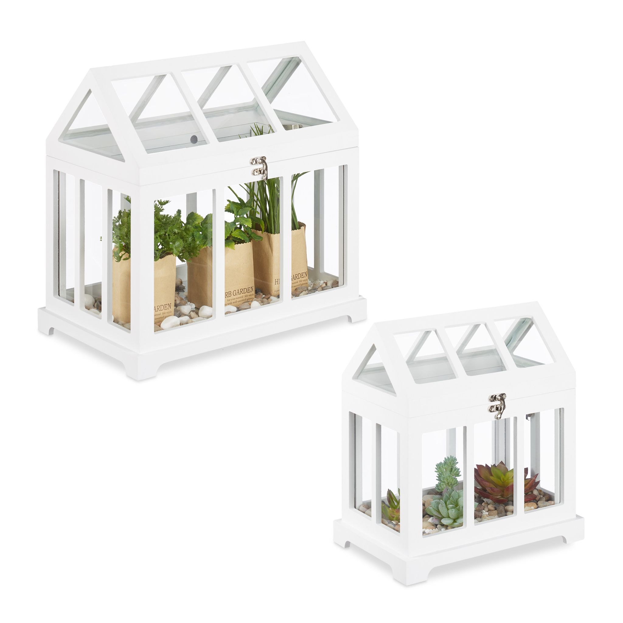 Mini Gewächshaus 2er-Set Indoor Weiss-Transparent