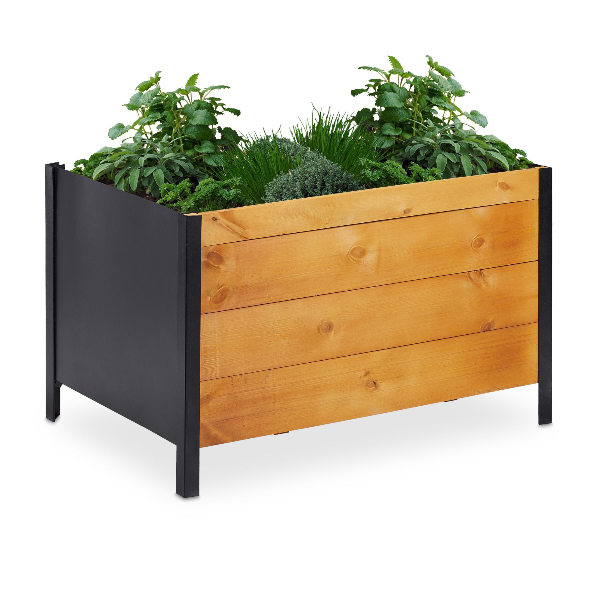 Hochbeet Holz Hellbraun-Schwarz