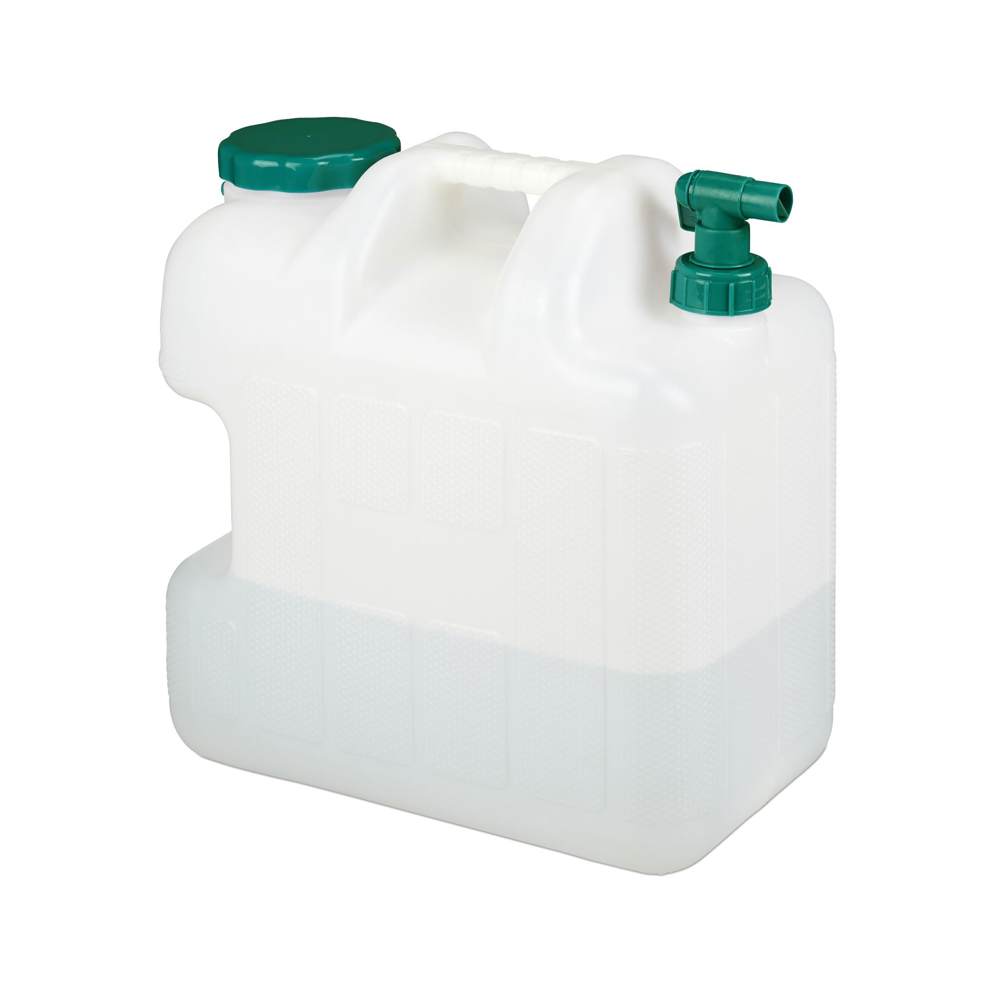 Wasserkanister mit Hahn Weiss-Dunkelgrün